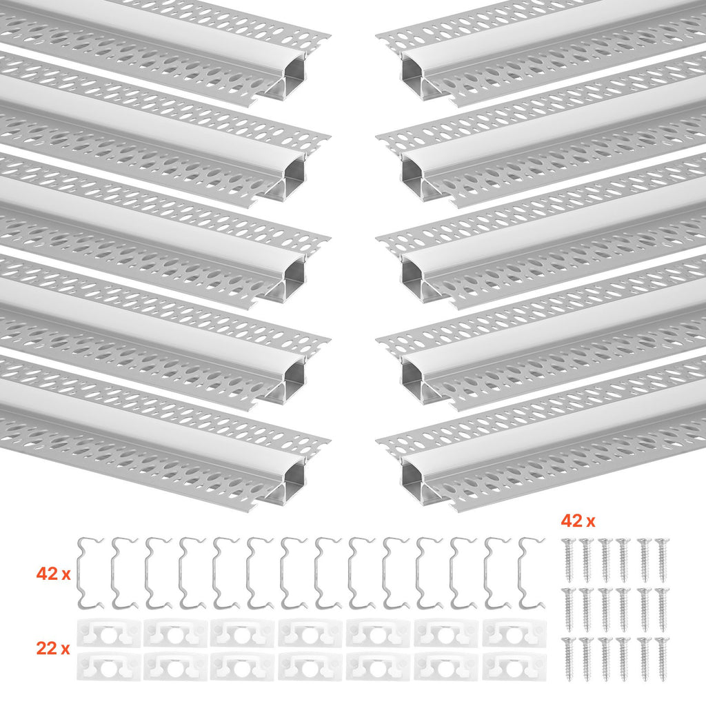 Įleidžiamas LED profilis gipso kartonui VEVOR ft6.6-10, 10 vnt. po 2 m
