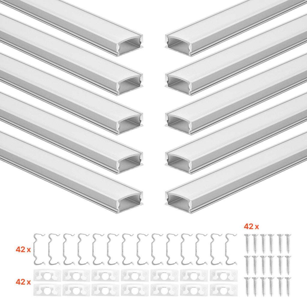 LED profilis VEVOR U-6.6-10, U formos, 2 m ilgio, 10 vnt.