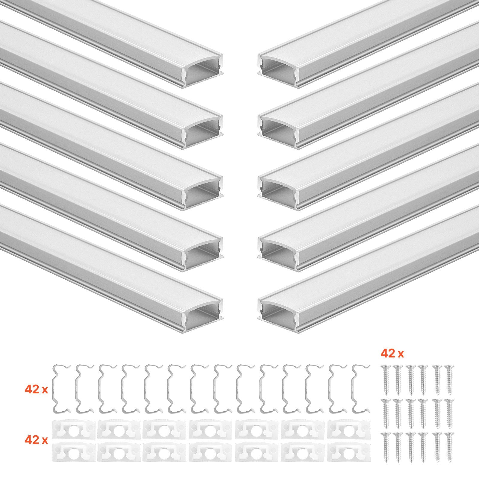 LED profilis VEVOR U-6.6-10, U formos, 2 m ilgio, 10 vnt.