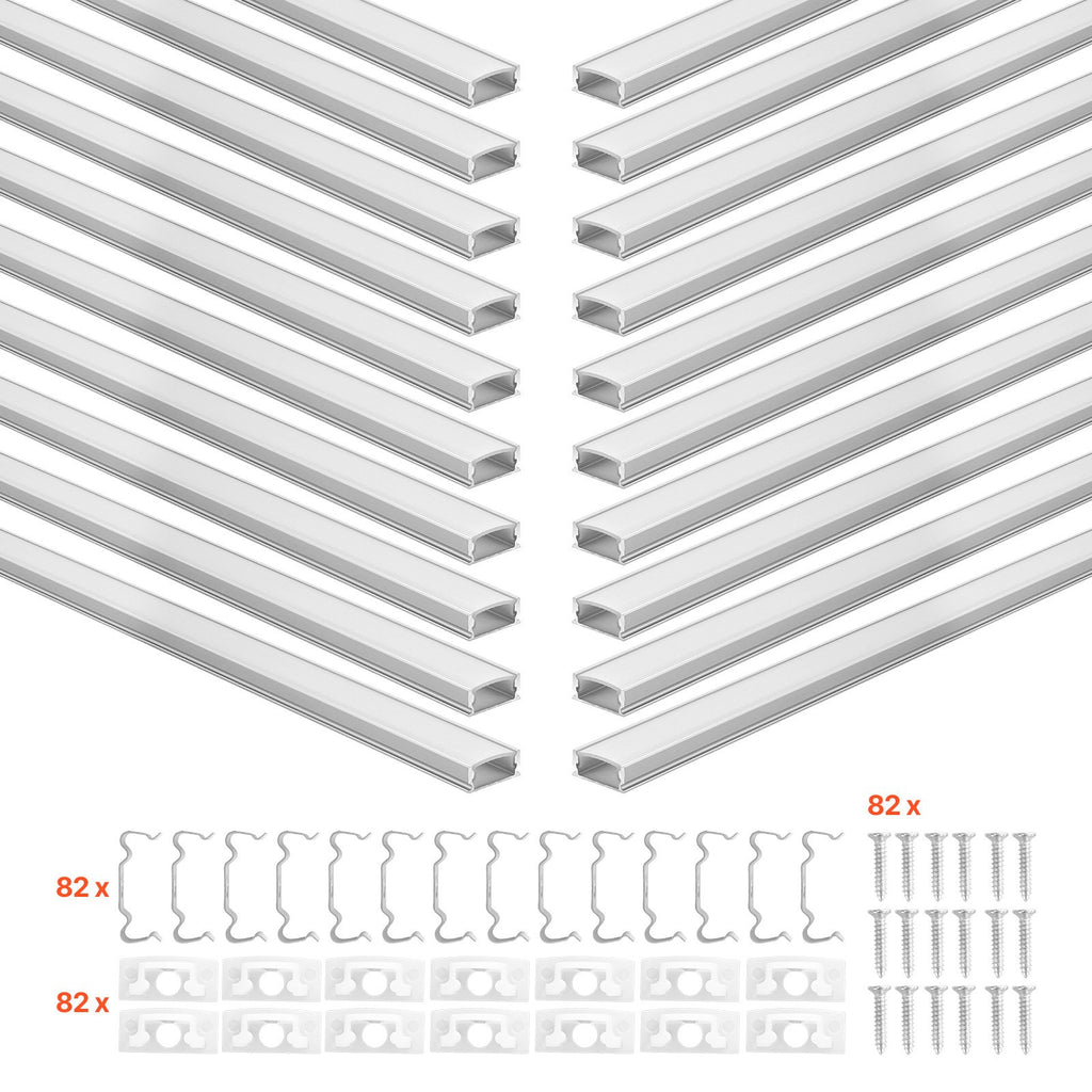 LED profilių rinkinys VEVOR U-6.6-20, 20 vnt. po 2 m