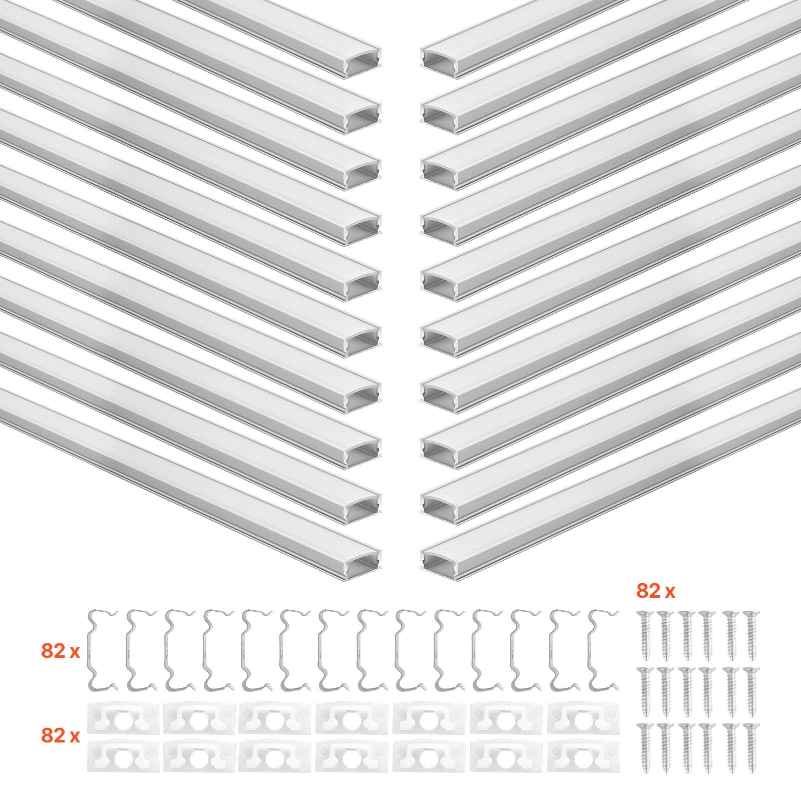 LED profilių rinkinys VEVOR U-6.6-20, 20 vnt. po 2 m