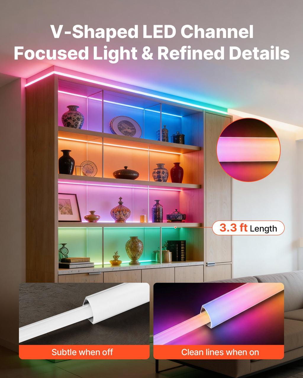 V formos LED profilių rinkinys VEVOR V3.3-20, 20 vnt. po 1 m