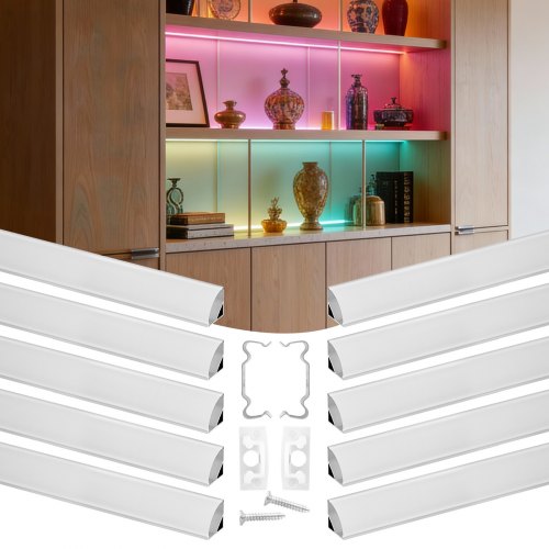 LED aliuminio profilių rinkinys VEVOR V6.6-10, 10 vnt. x 2 m