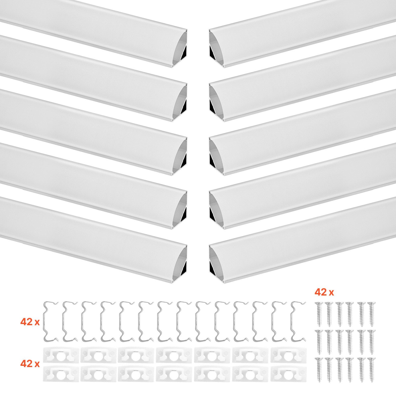 LED aliuminio profilių rinkinys VEVOR V6.6-10, 10 vnt. x 2 m