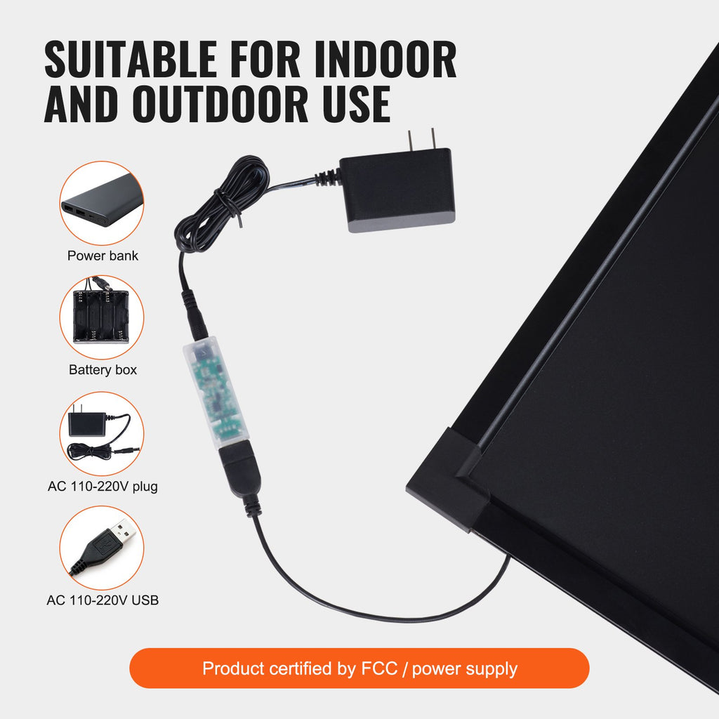 LED rašymo lenta VEVOR A46 Wall Mount 4060, 60x40 cm