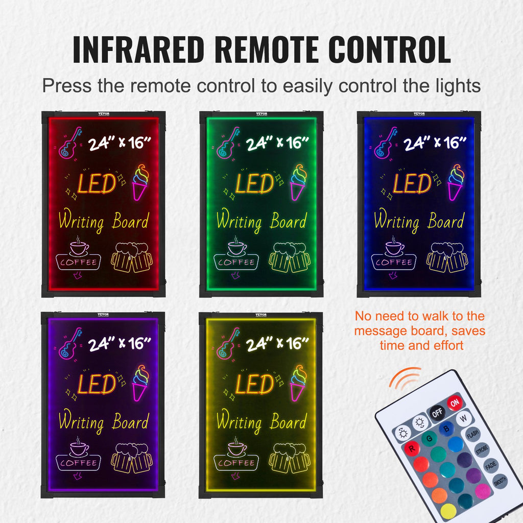 LED rašymo lenta VEVOR A46 Wall Mount 4060, 60x40 cm