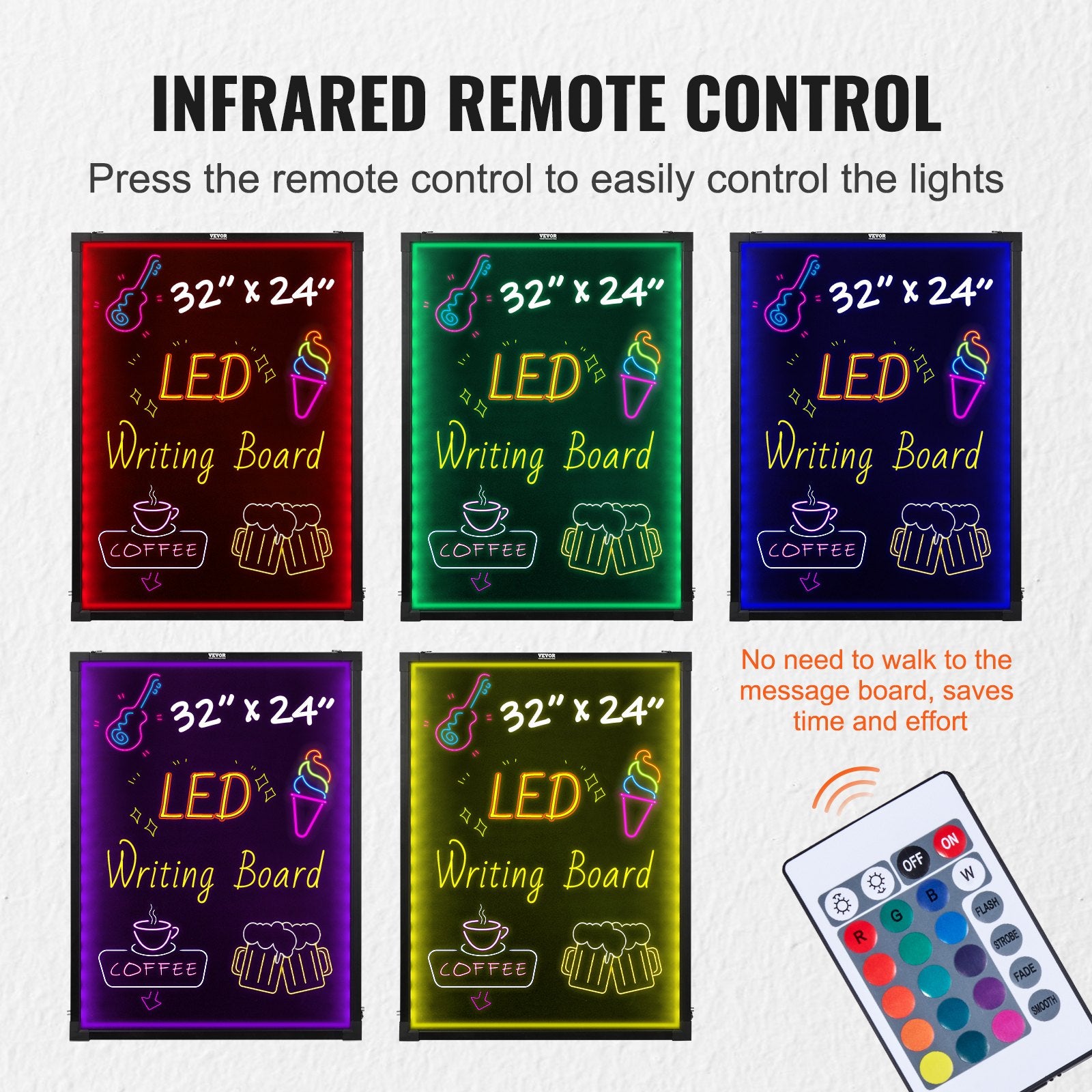 LED rašymo lenta VEVOR A68, 81,3x61 cm