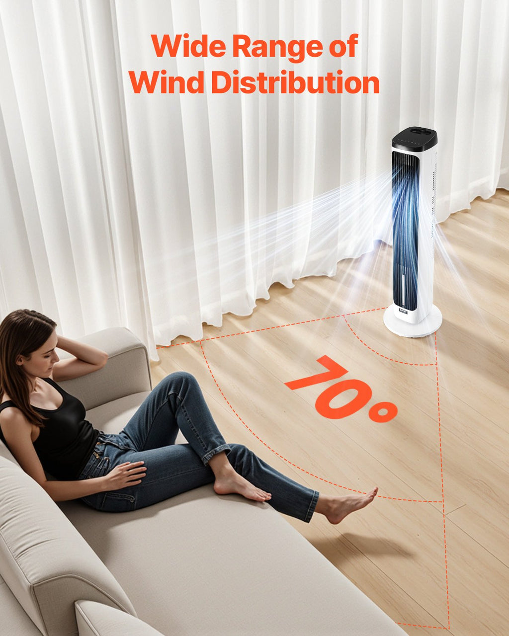 Bokštinis ventiliatorius VEVOR FKT007R, 40W