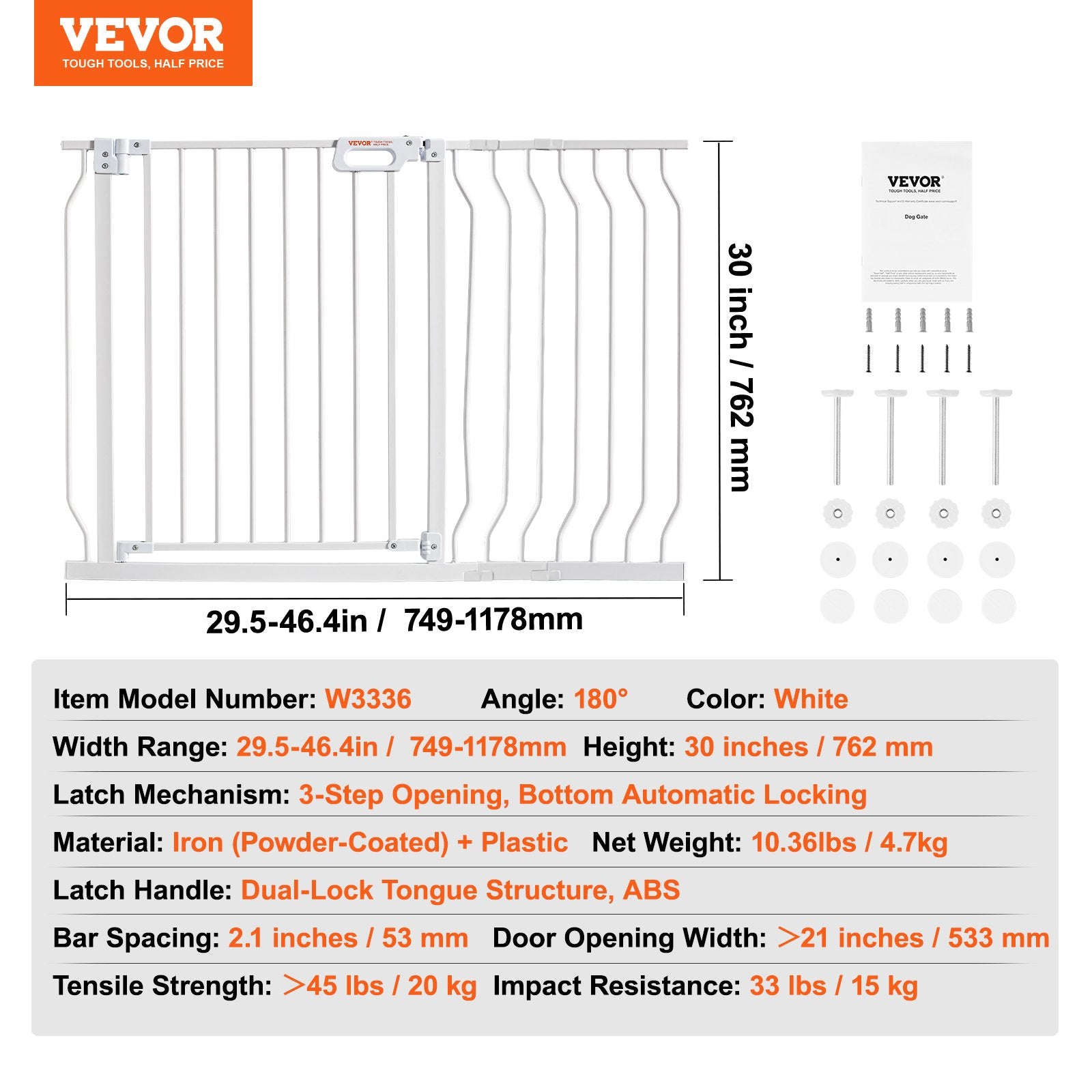Apsauginiai varteliai VEVOR W3336, 74,9–122,9 cm pločio