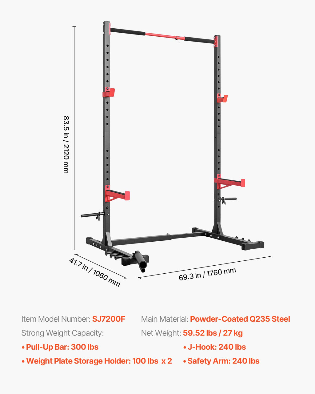 Jėgos stendas VEVOR SJ7200F, 445 kg apkrova