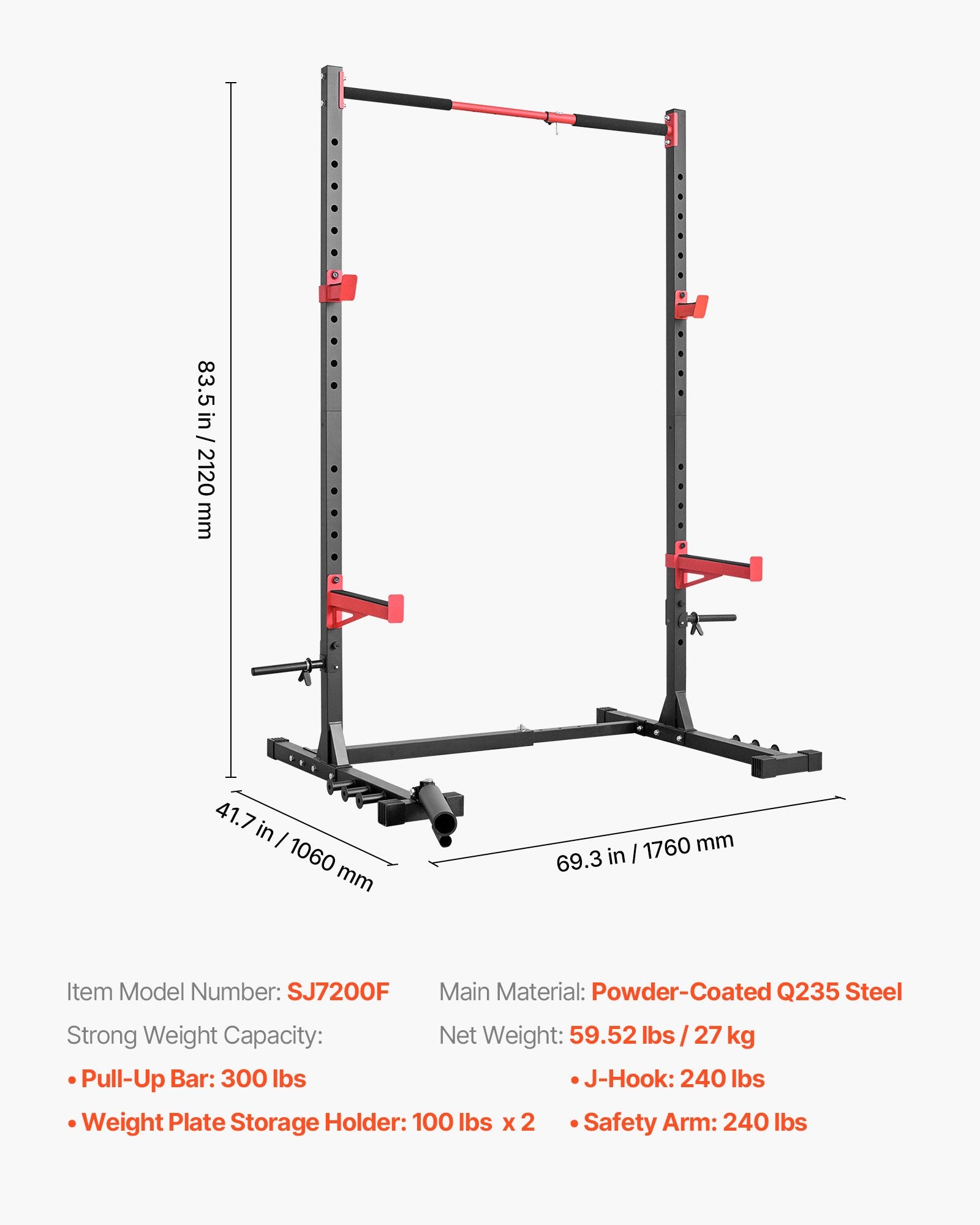 Jėgos stendas VEVOR SJ7200F, 445 kg apkrova
