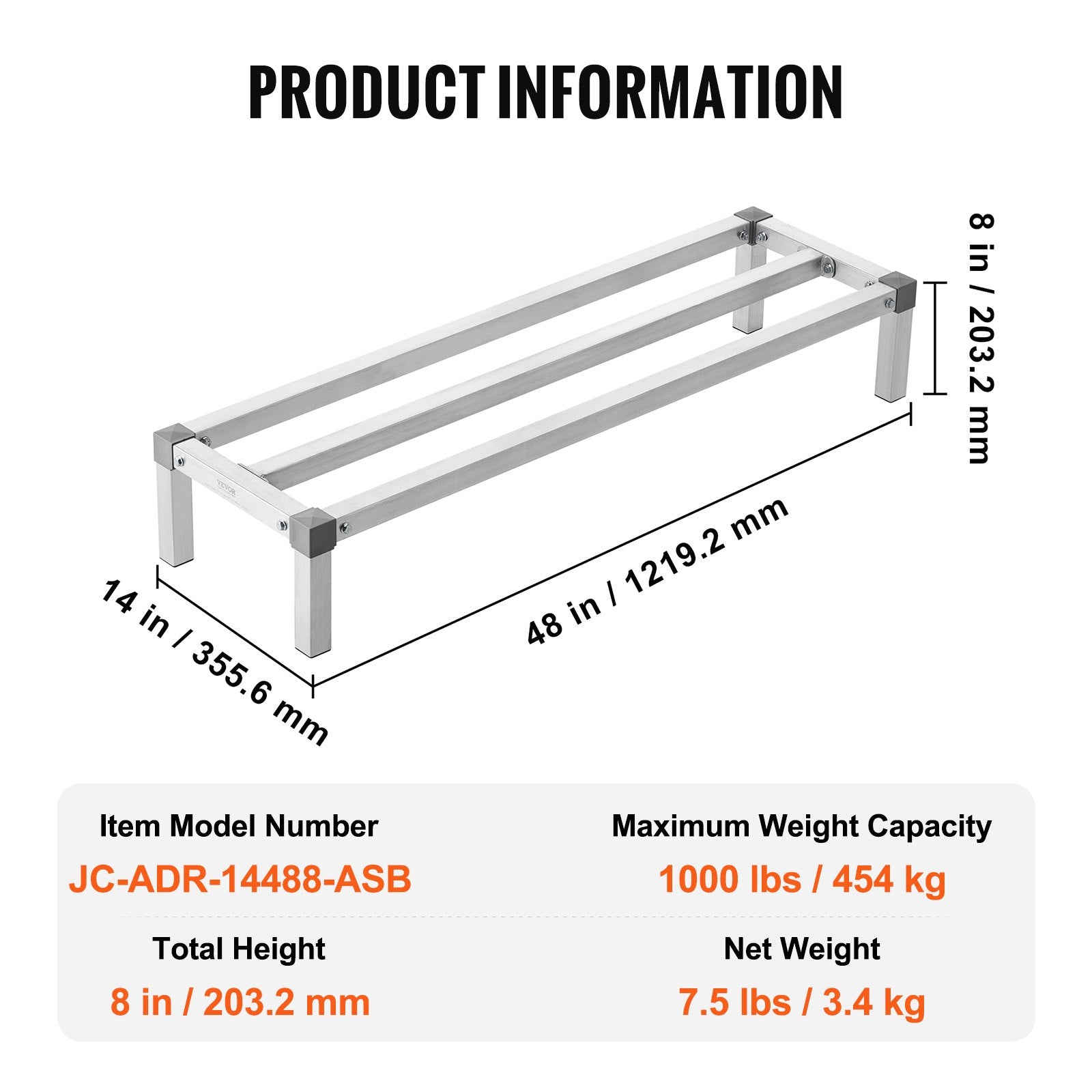 Aliuminio stelažas VEVOR JC-ADR-14488-ASB, 454 kg keliamoji galia