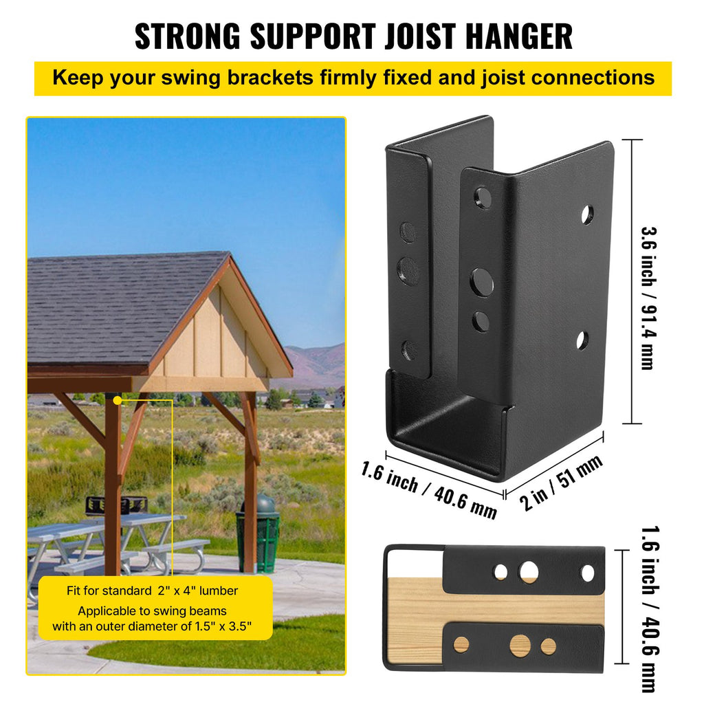 Paslėptas sijų laikiklis VEVOR VV-2x4UXLJJH-12PCS, 51 x 102 mm, 12 vnt.