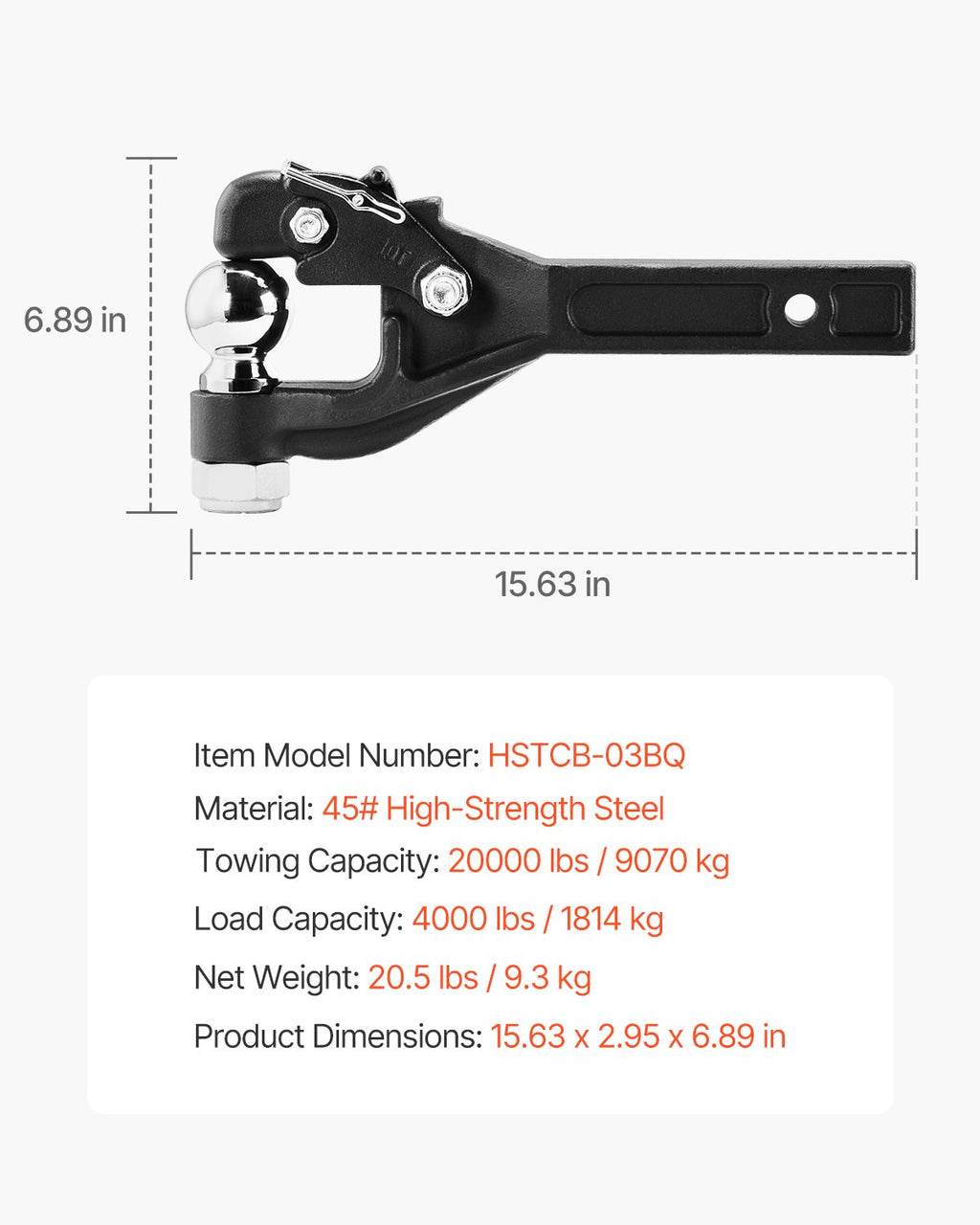 Vilkimo kablys VEVOR HSTCB-03BQ, 9070 kg