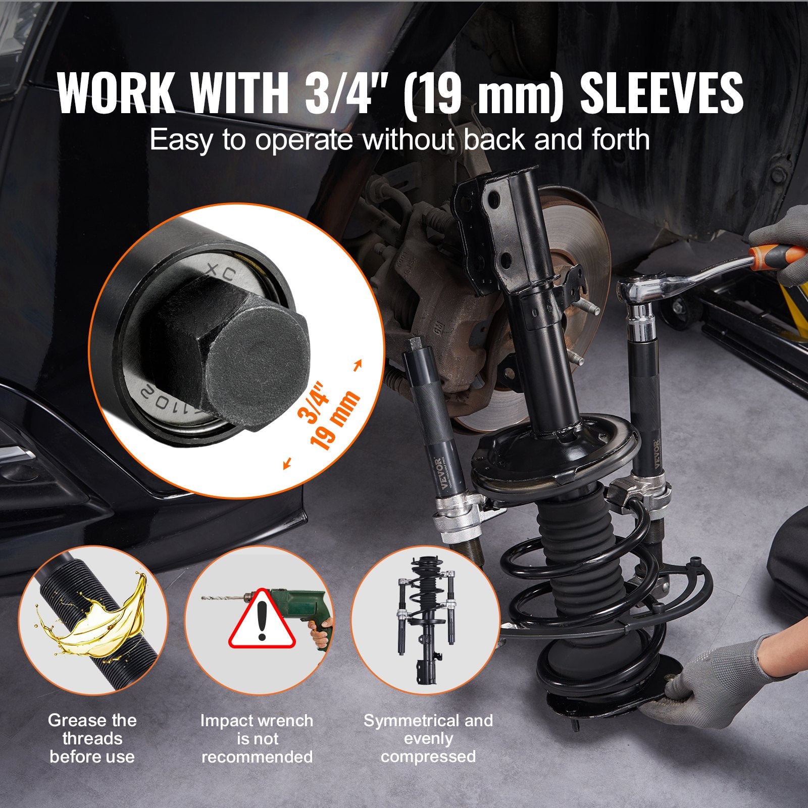 Spyruoklių suspaudėjų komplektas VEVOR XC6455, 1200 kg