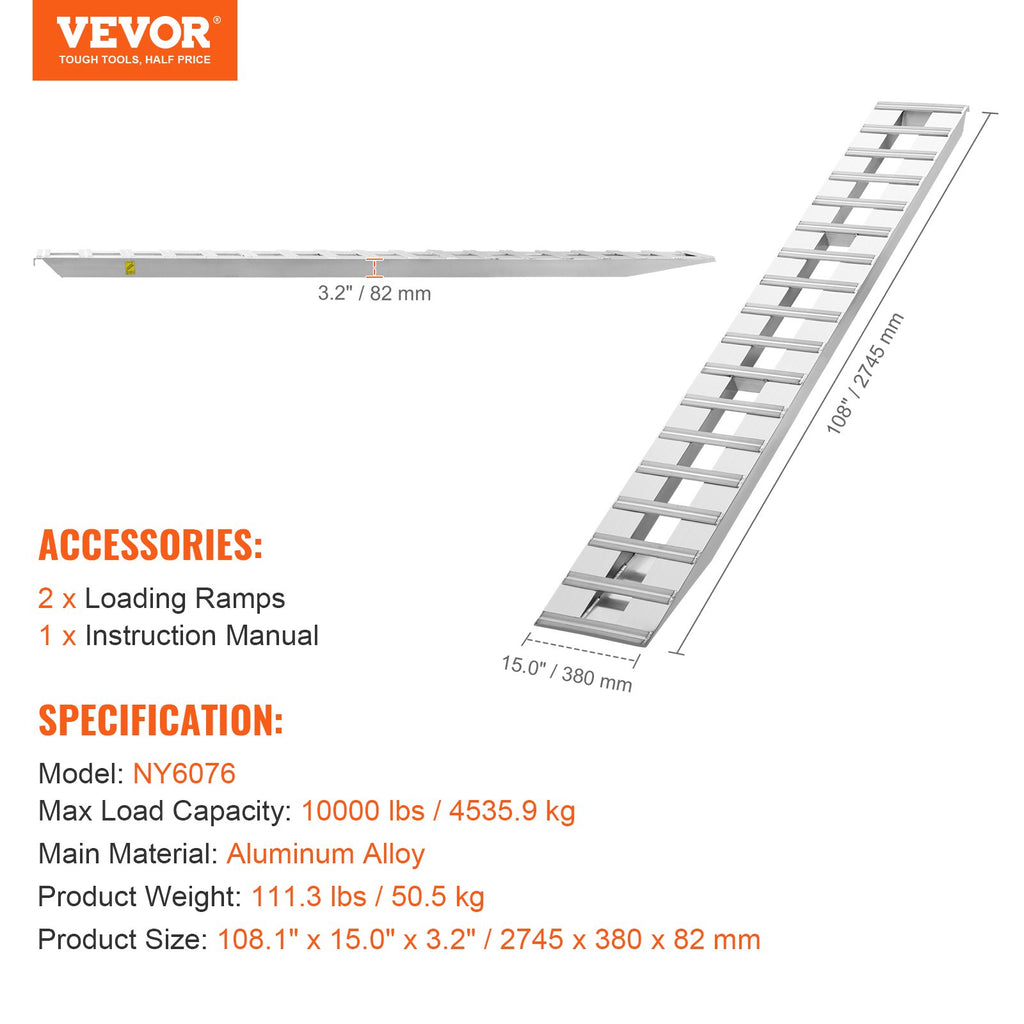 Aliuminio rampos VEVOR NY6076, 4535,9 kg keliamoji galia