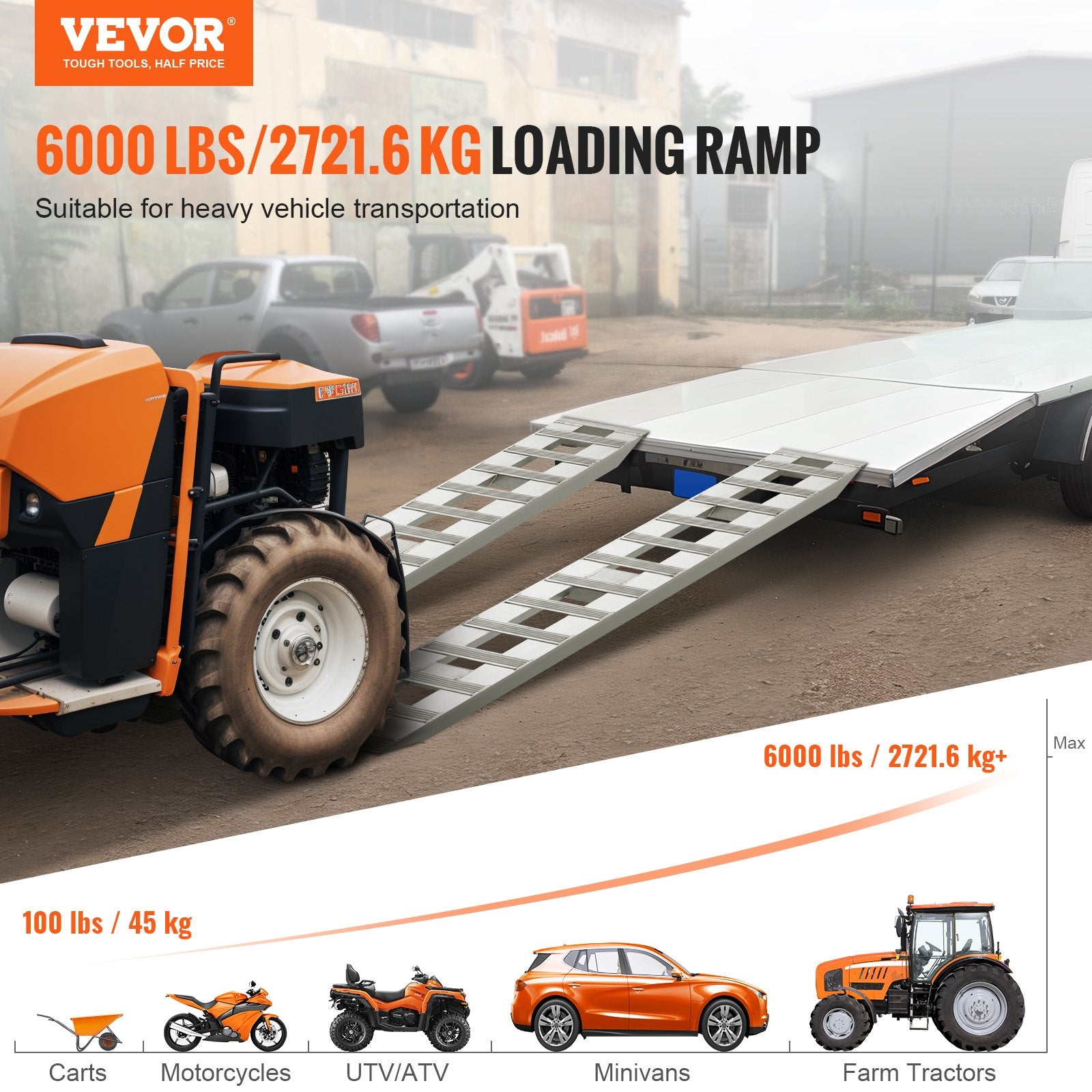Aliuminio rampos VEVOR NY6073, 2721 kg keliamosios galios