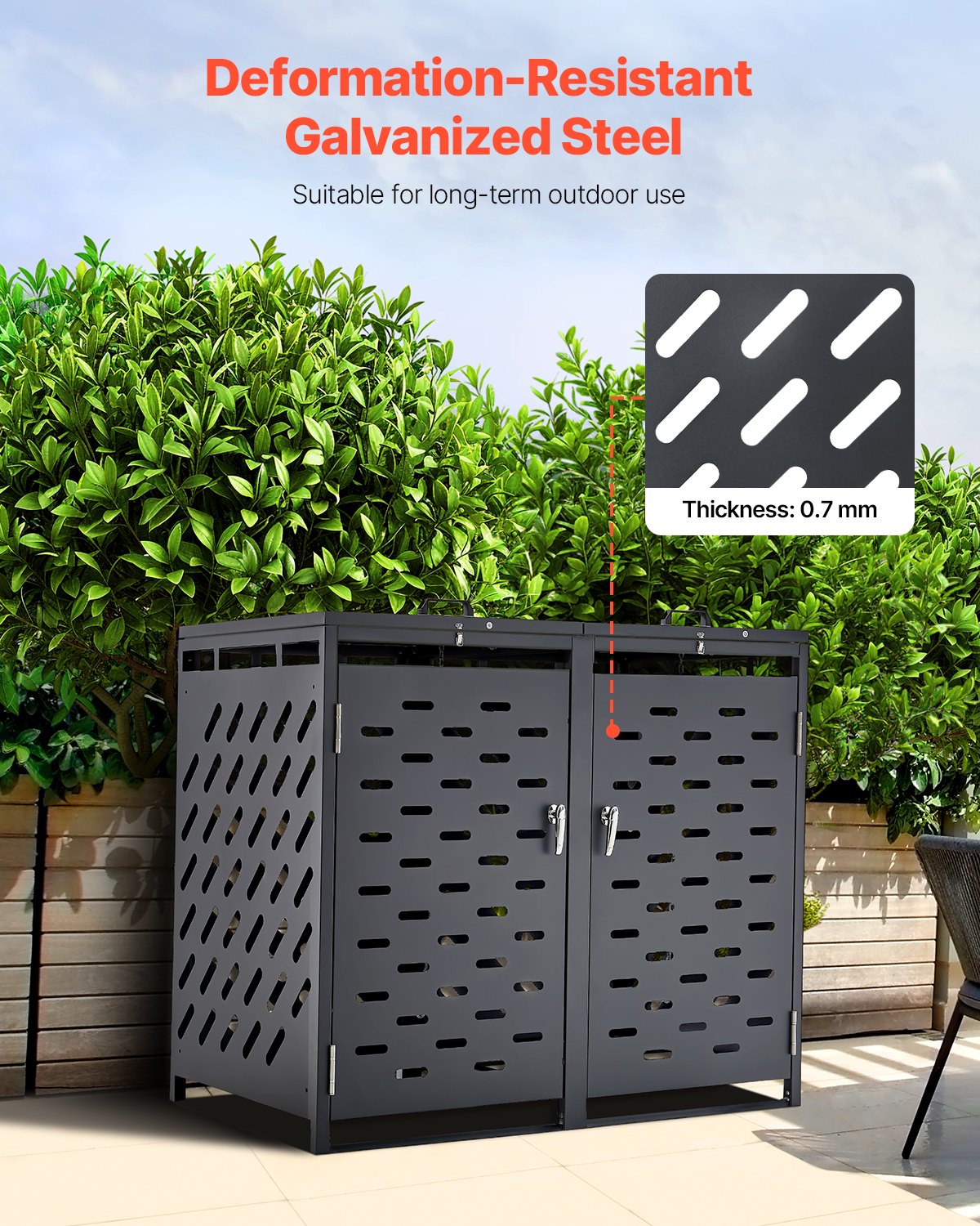 Lauko šiukšlių konteinerių stoginė VEVOR ZY-2X240L-0.7, 2 x 240 l