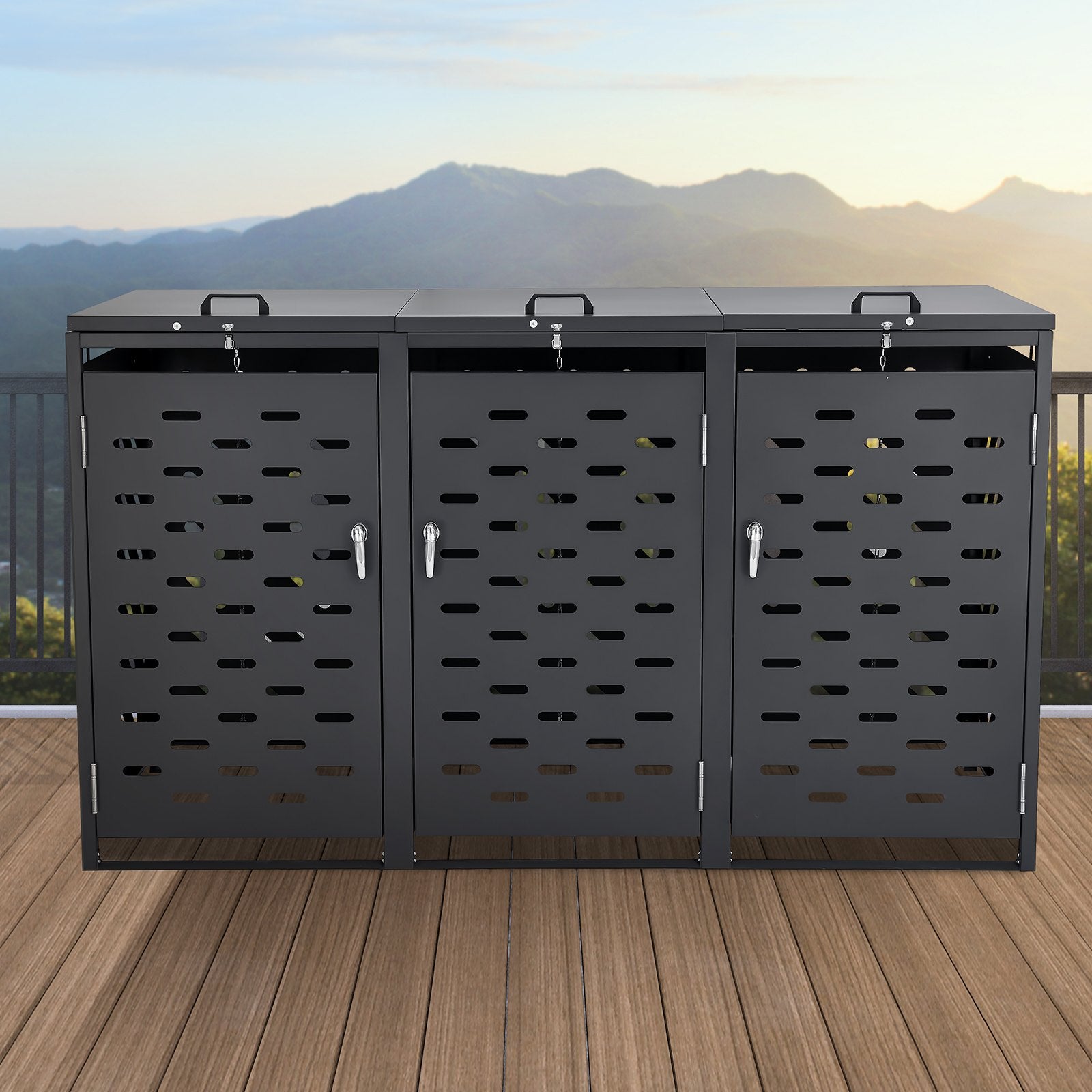Lauko šiukšliadėžių stoginė VEVOR ZY-3X240L-0.7, 3 x 240 l