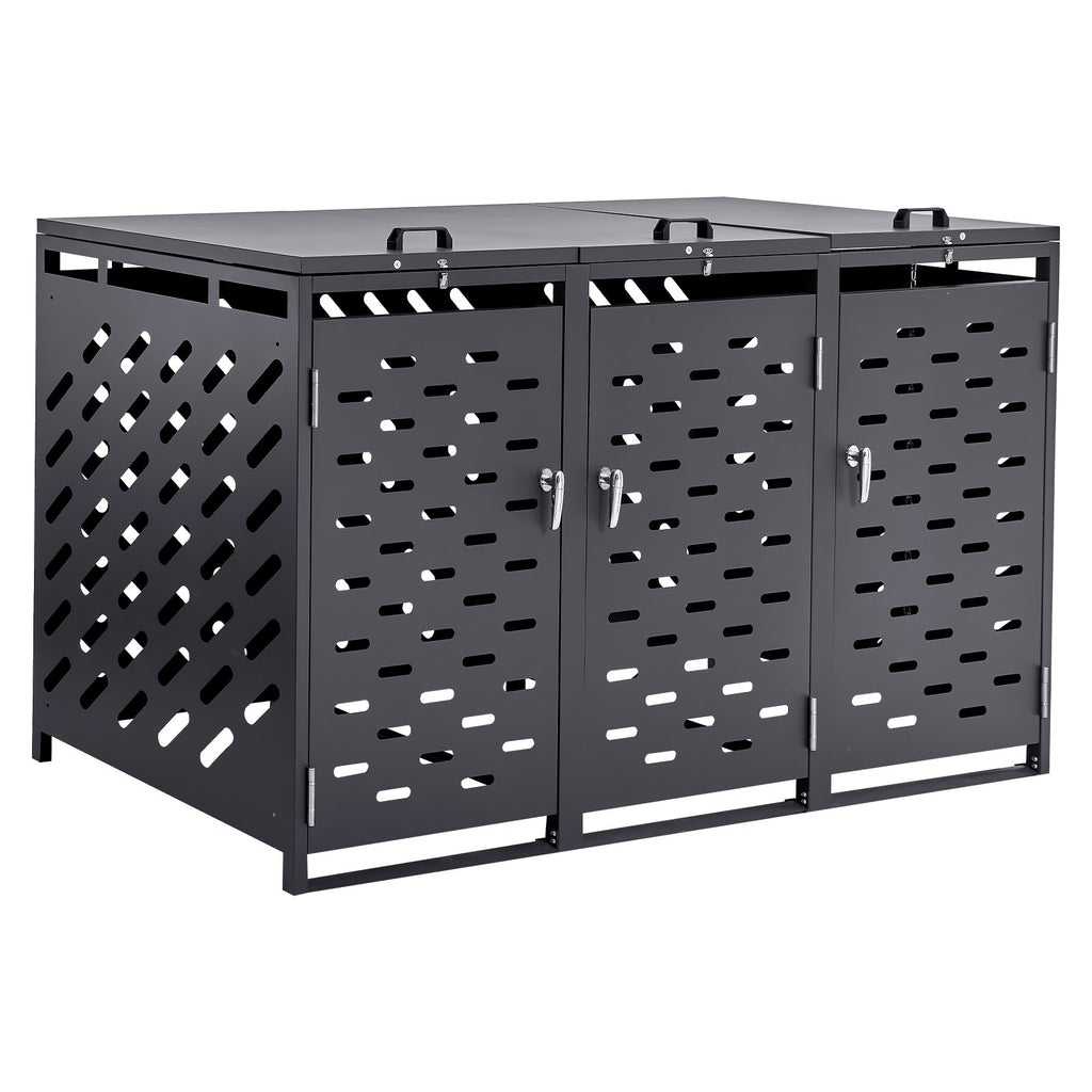 Lauko šiukšliadėžių stoginė VEVOR ZY-3X240L-0.7, 3 x 240 l