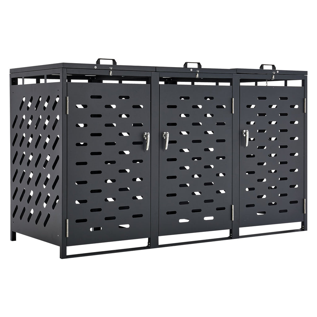 Lauko šiukšliadėžių stoginė VEVOR ZY-3X240L-0.7, 3 x 240 l