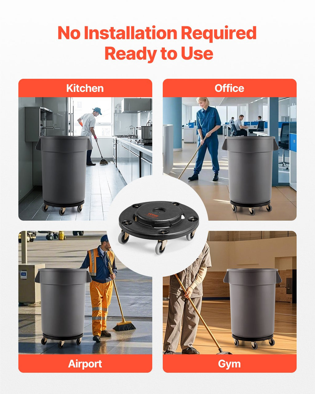 Šiukšliadėžių vežimėlis VEVOR XDW-007-C, 227 kg keliamoji galia