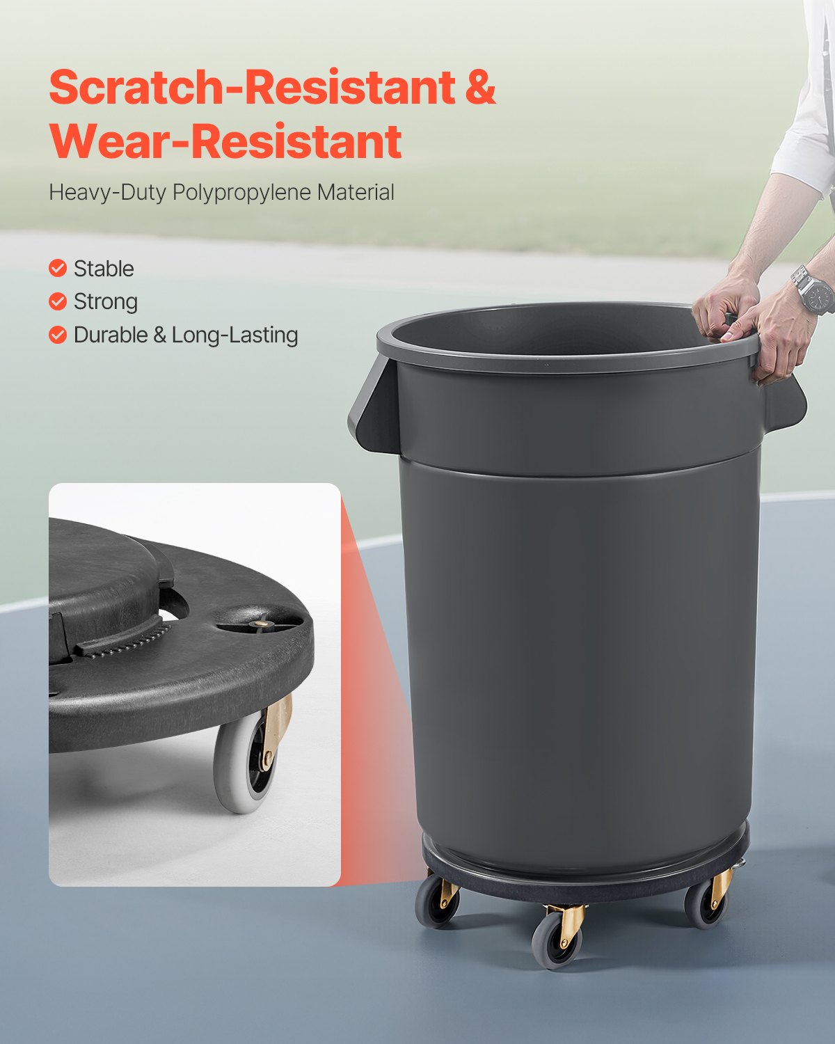 Ratukai šiukšlių dėžėms VEVOR XDW-007-C, 227 kg keliamoji galia