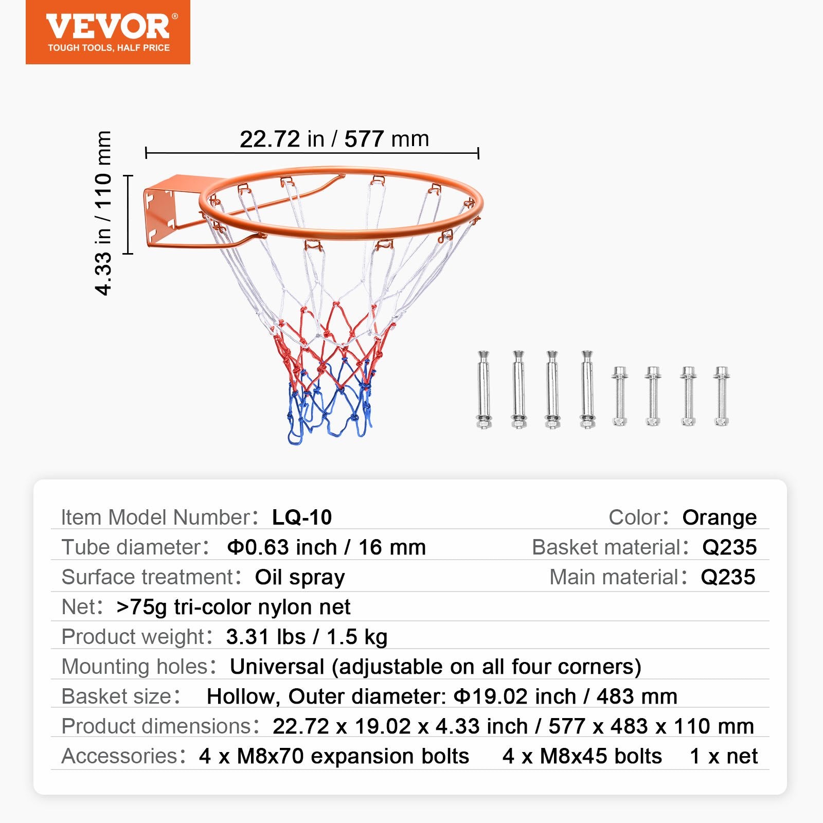 Krepšinio lankas VEVOR LQ-10, 48 cm