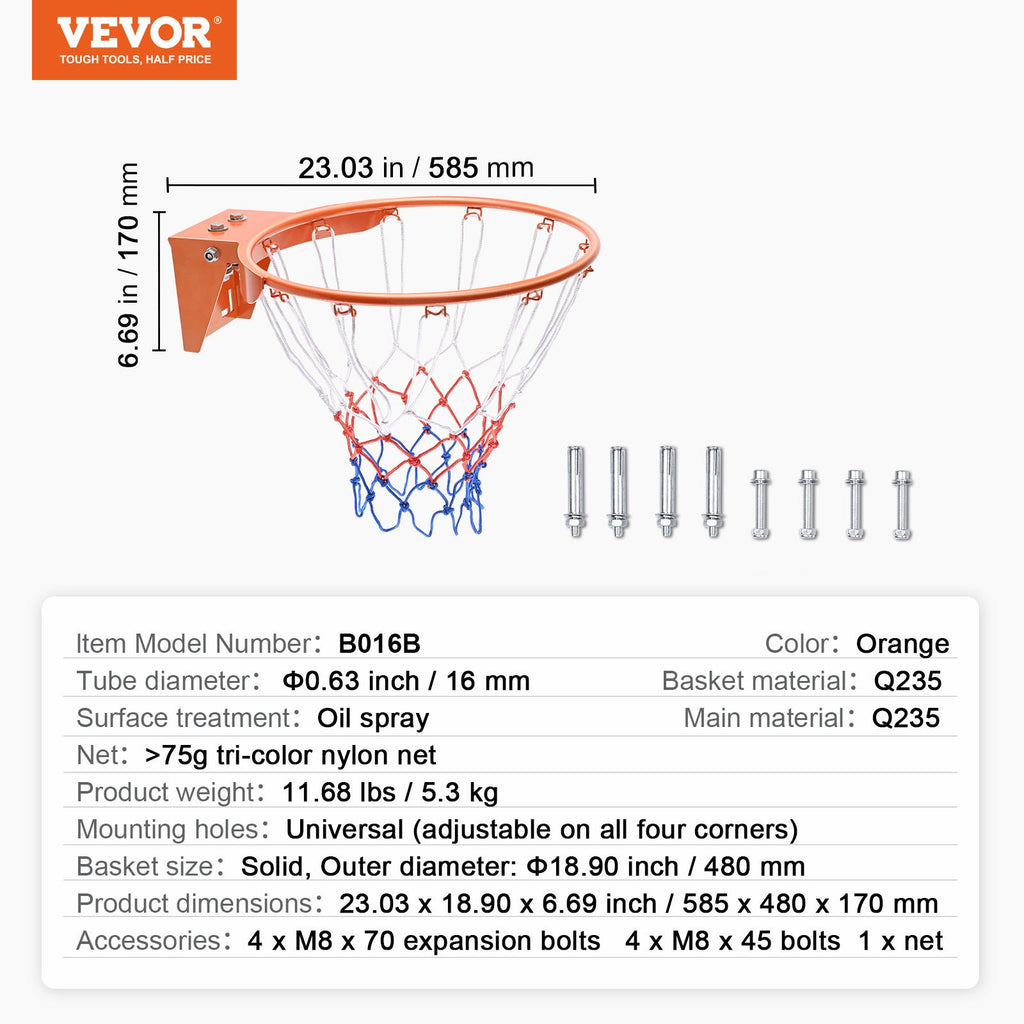 Krepšinio lankas VEVOR B016B, 45 cm skersmuo