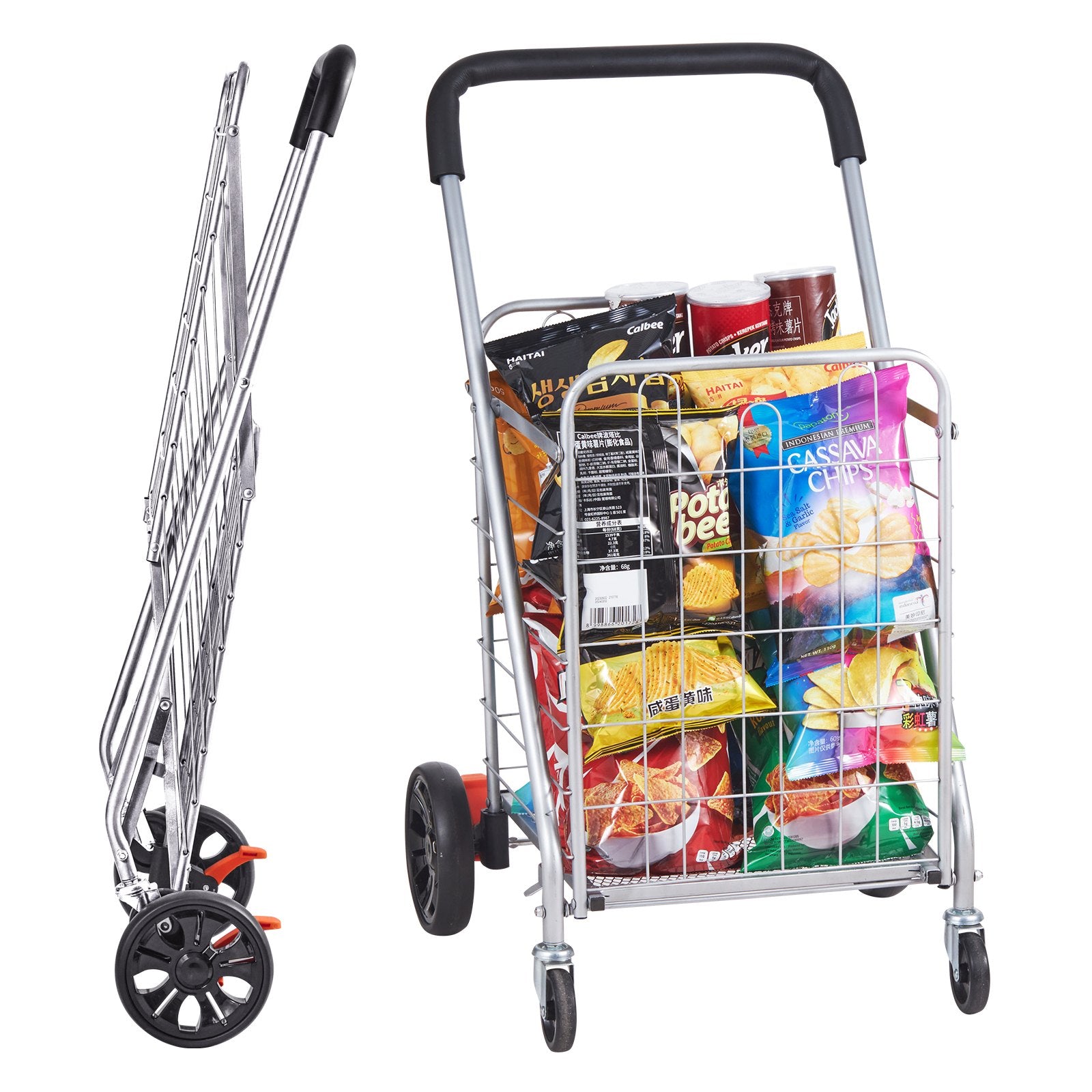 Sulankstomas pirkinių vežimėlis VEVOR JY-BkM, 50 kg keliamoji galia