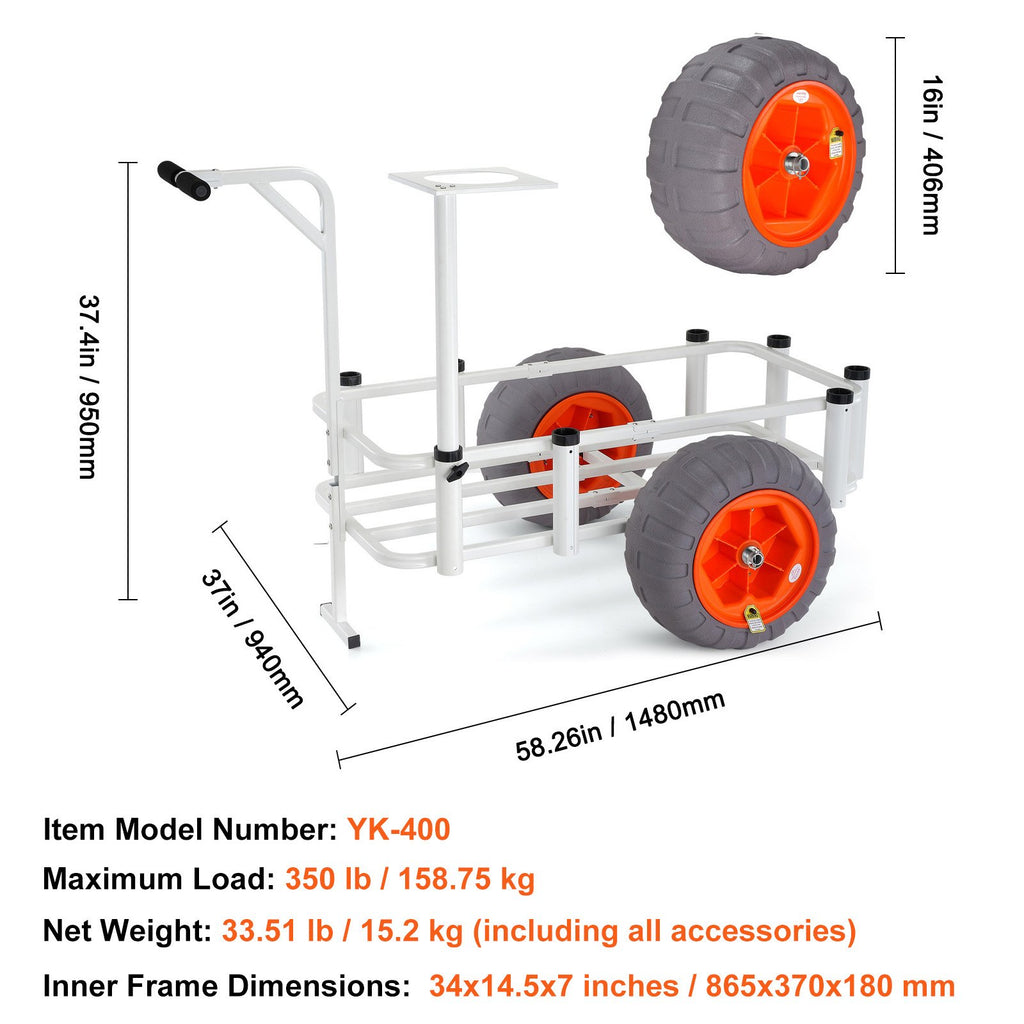 Paplūdimio žvejybos vežimėlis VEVOR YK-400, 158 kg keliamoji galia
