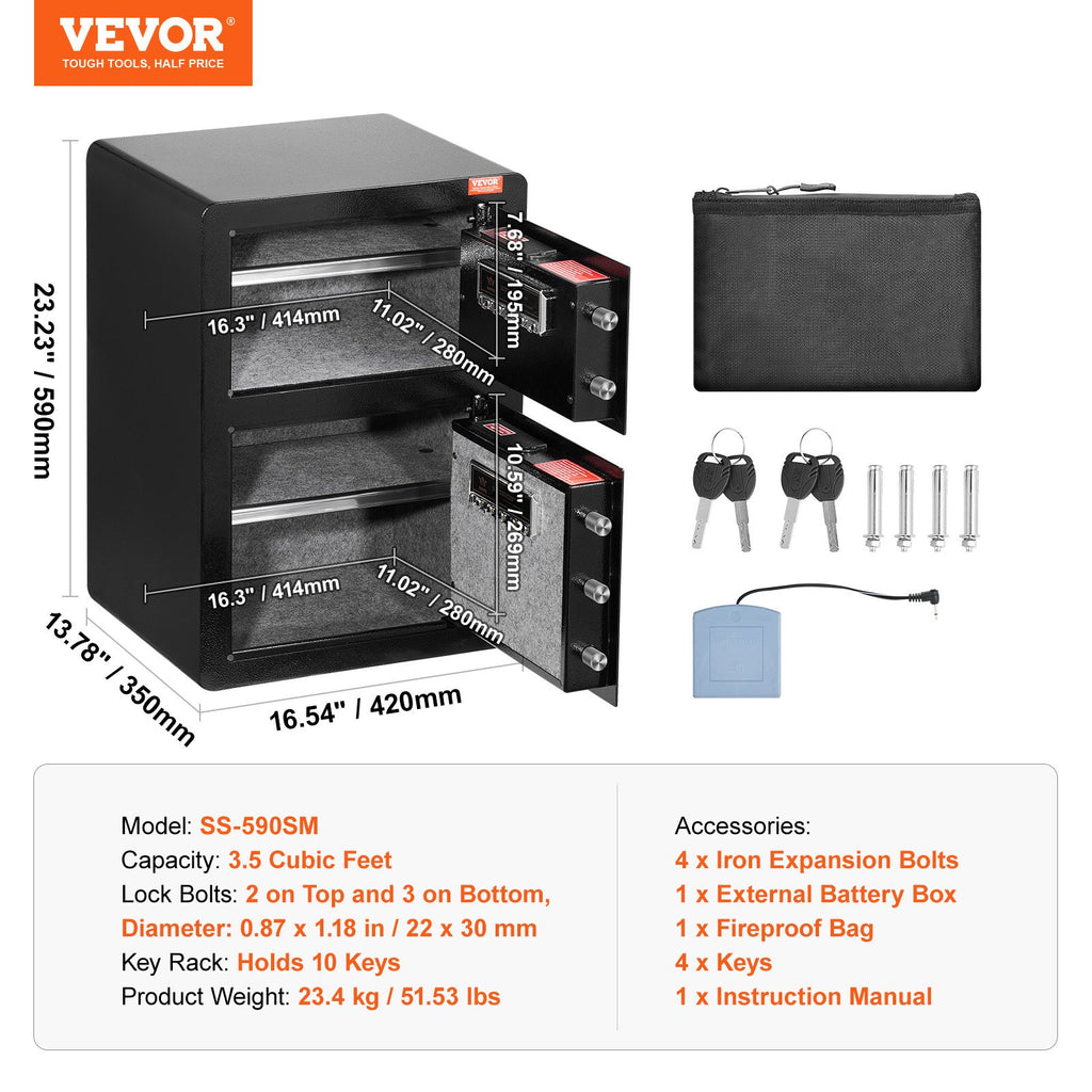 Seifas VEVOR SS-590SM, 99 l talpa