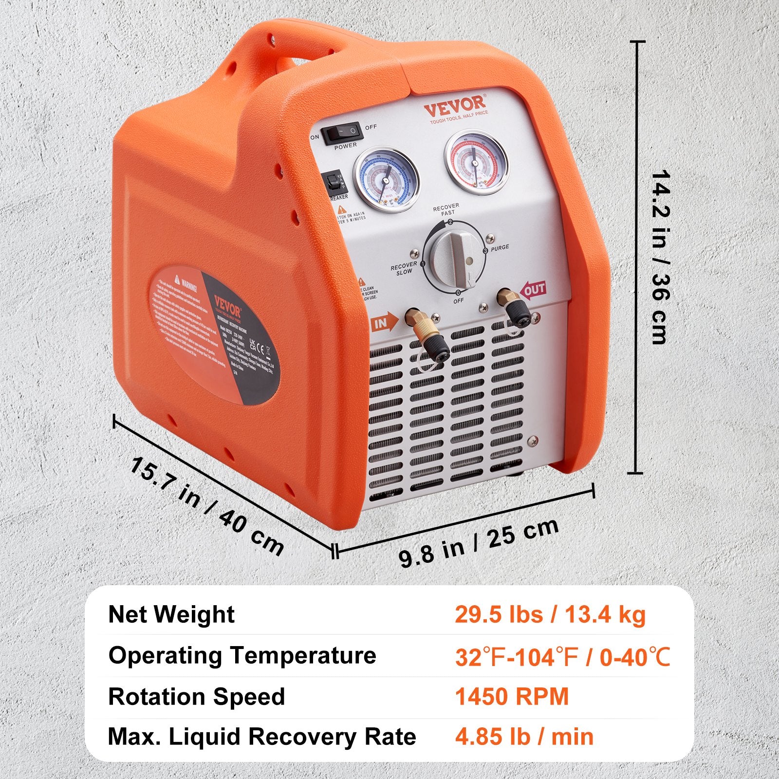 Šaltnešio surinkimo stotelė VEVOR 3/4 HP, 4.85 lb/min