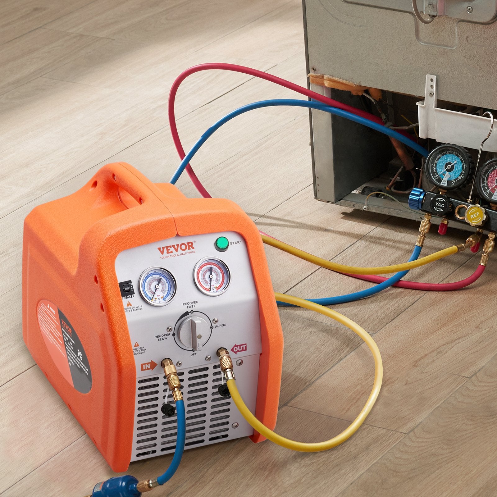 Šaltnešio surinkimo stotelė VEVOR 1 HP, Dviejų cilindrų