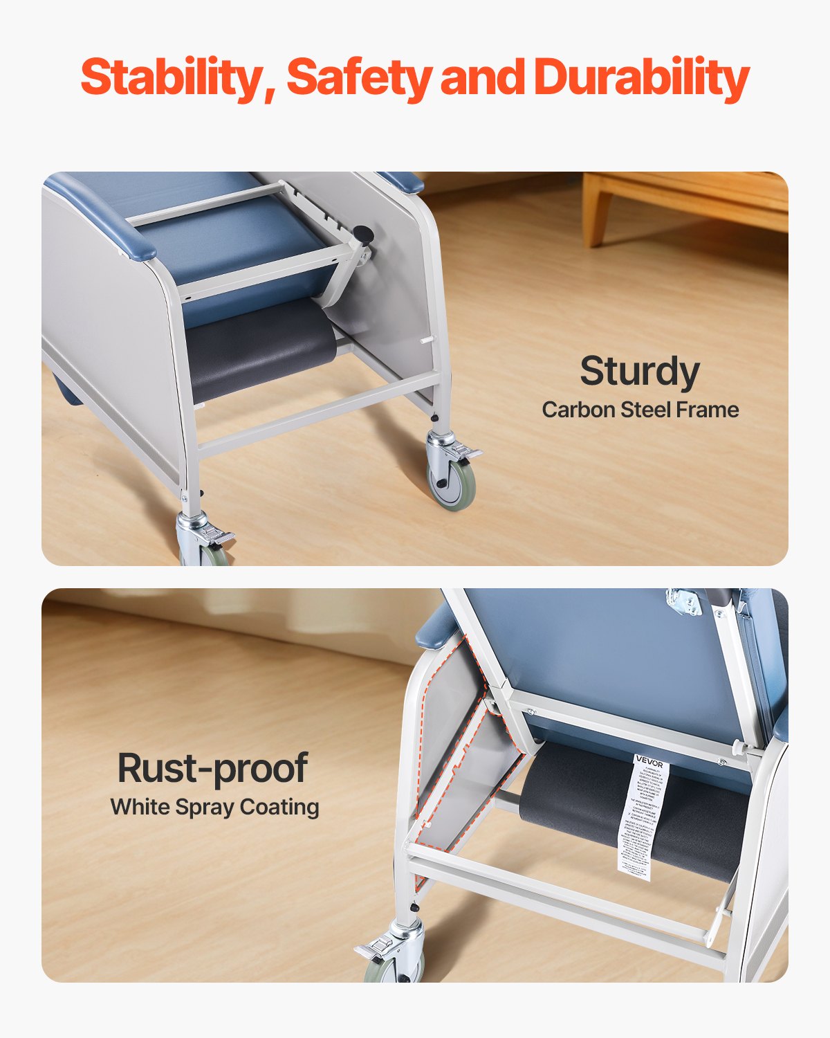 Medicininis fotelis-reklaineris VEVOR D574-BR, 3 padėčių