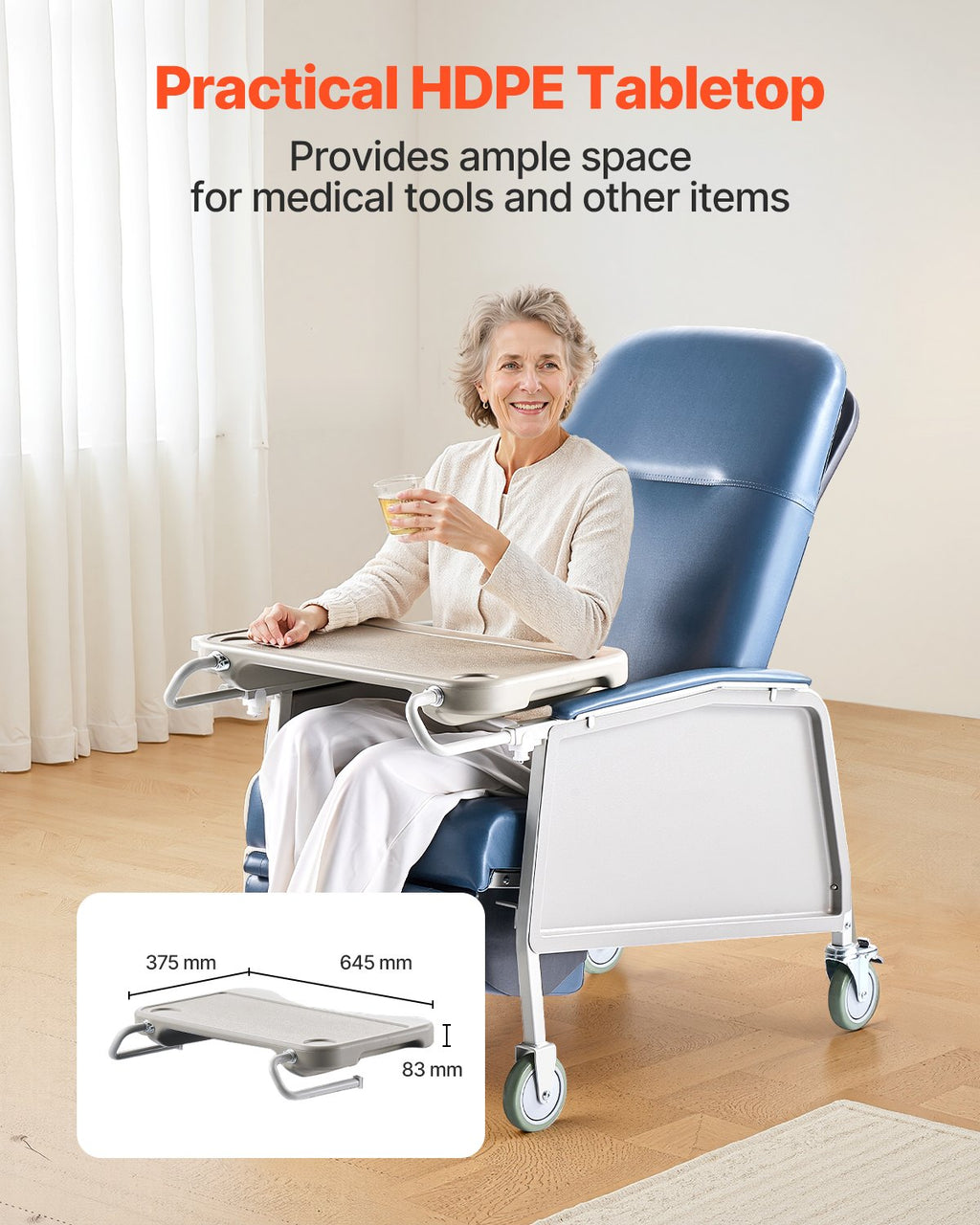 Medicininis fotelis-reklaineris VEVOR D574-BR, 3 padėčių