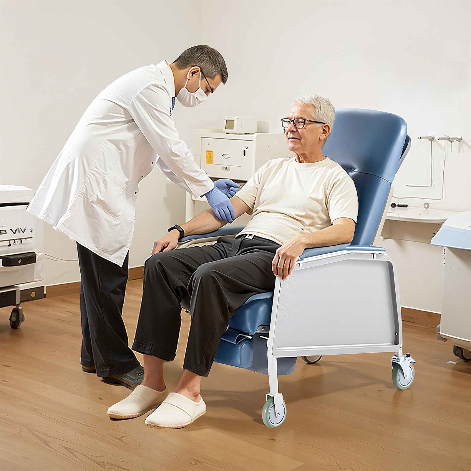 Medicininis fotelis-reklaineris VEVOR D574-BR, 3 padėčių