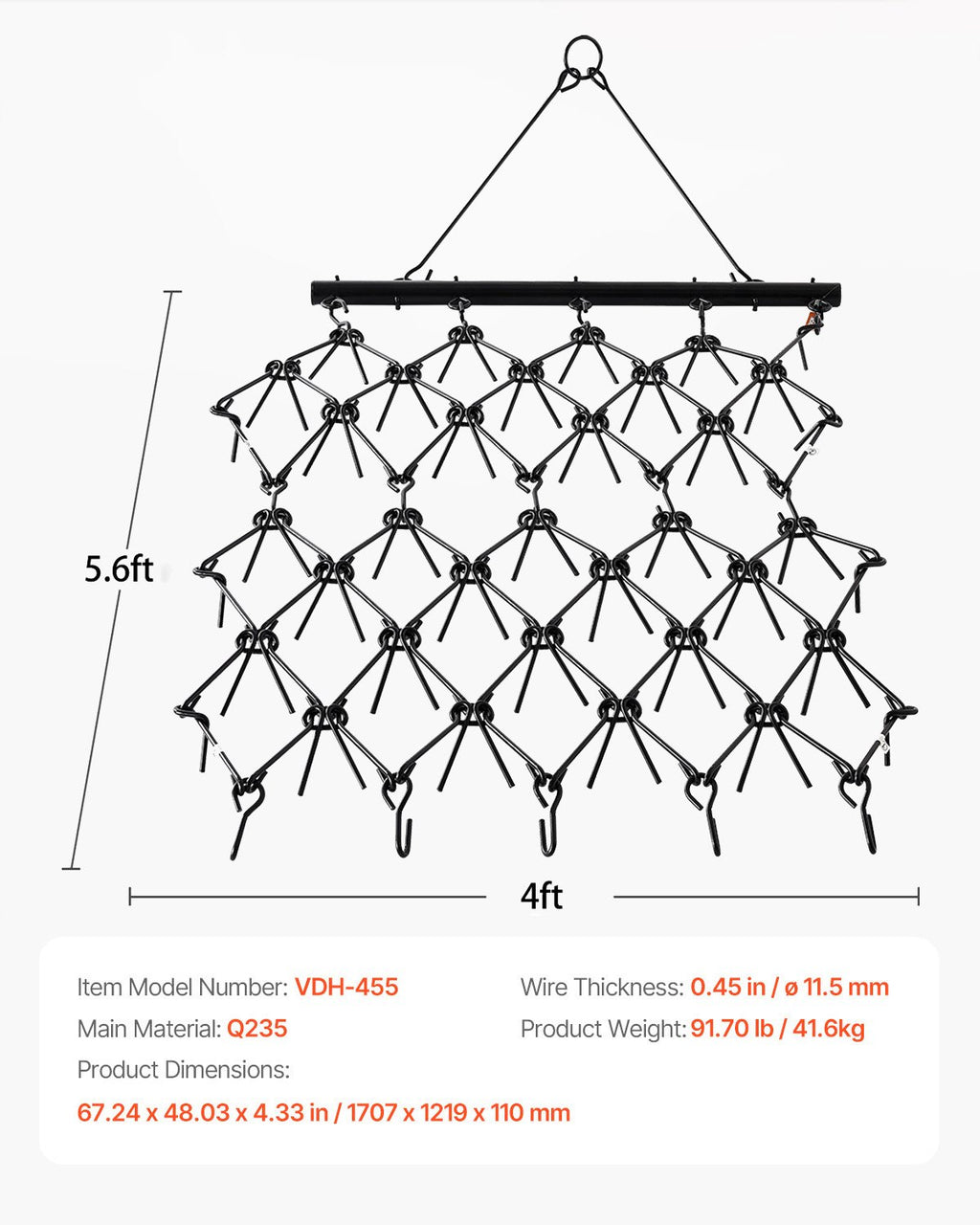 Tinklinės akėčios VEVOR VDH-455, 1,2 x 1,7 m