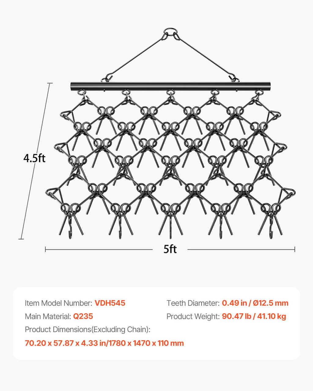 Grandininės akėčios VEVOR VDH545, 1,5 x 1,4 m