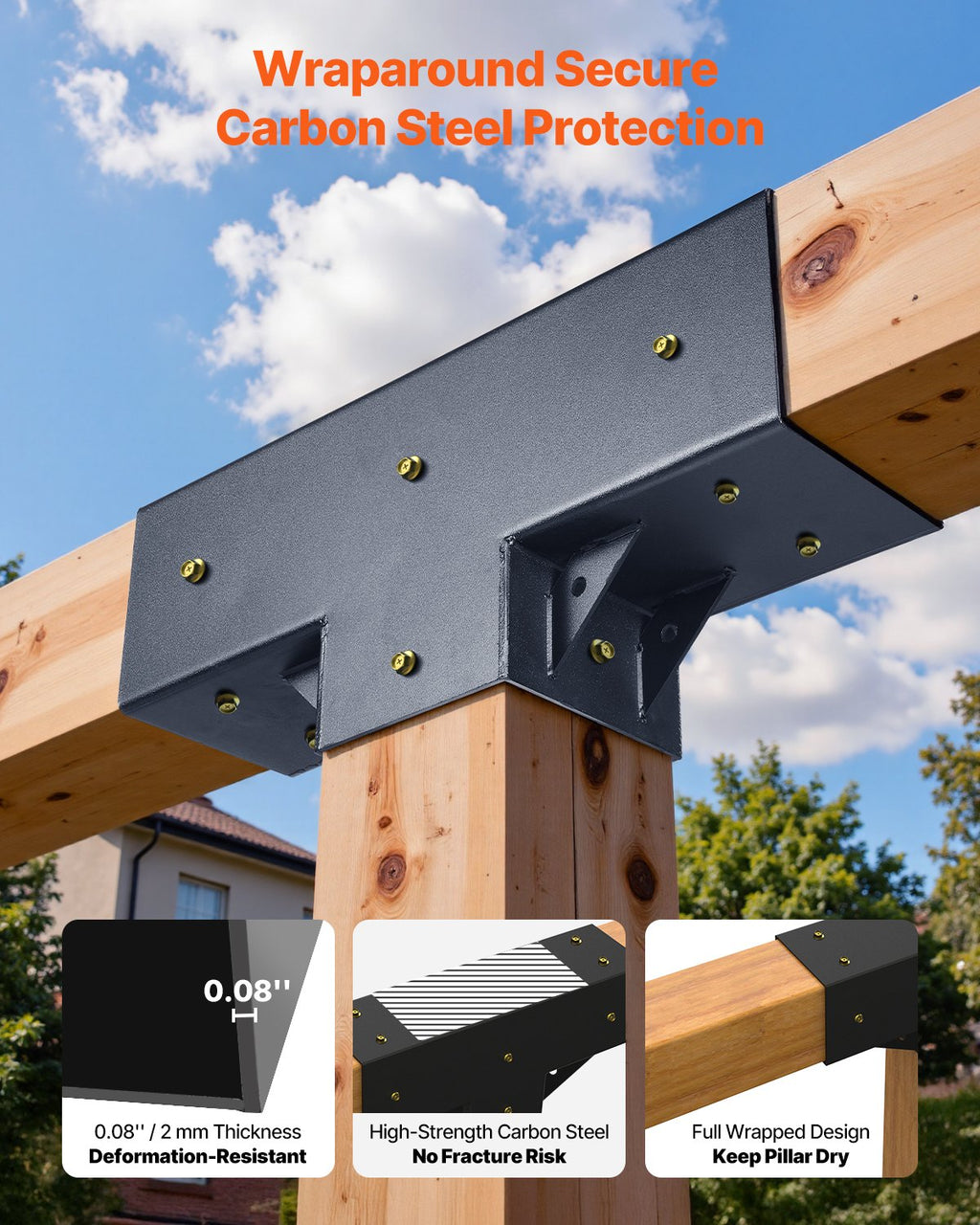 Pergolos jungčių rinkinys VEVOR SST2, T formos, 92 x 92 mm sijoms