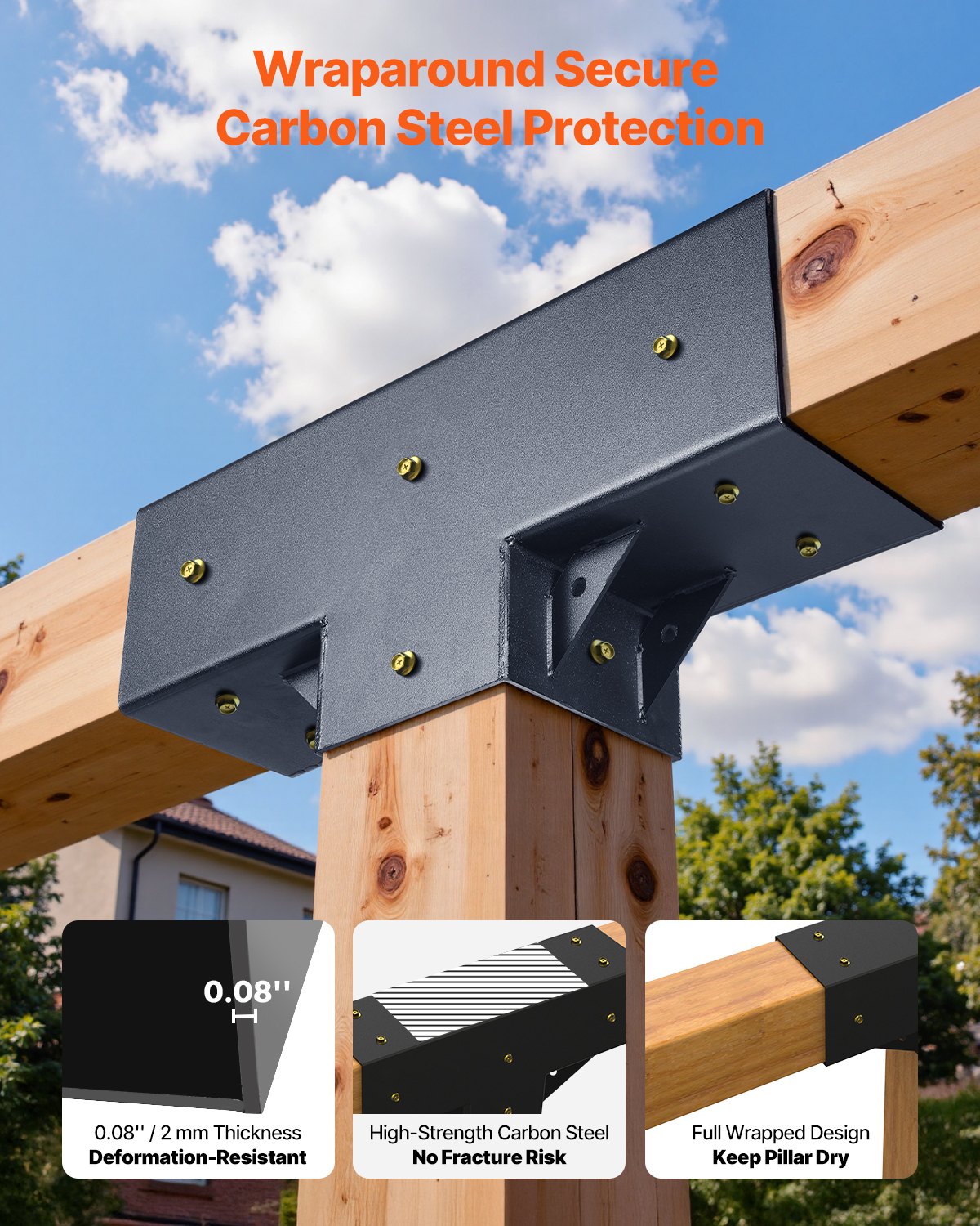 Pergolos jungčių rinkinys VEVOR SST2, T formos, 92 x 92 mm sijoms