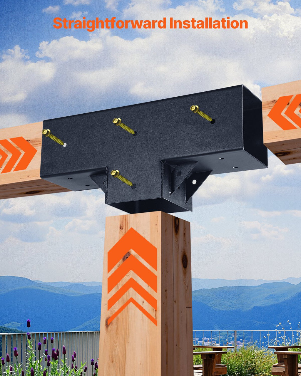 Pergolos jungčių rinkinys VEVOR SST2, T formos, 92 x 92 mm sijoms