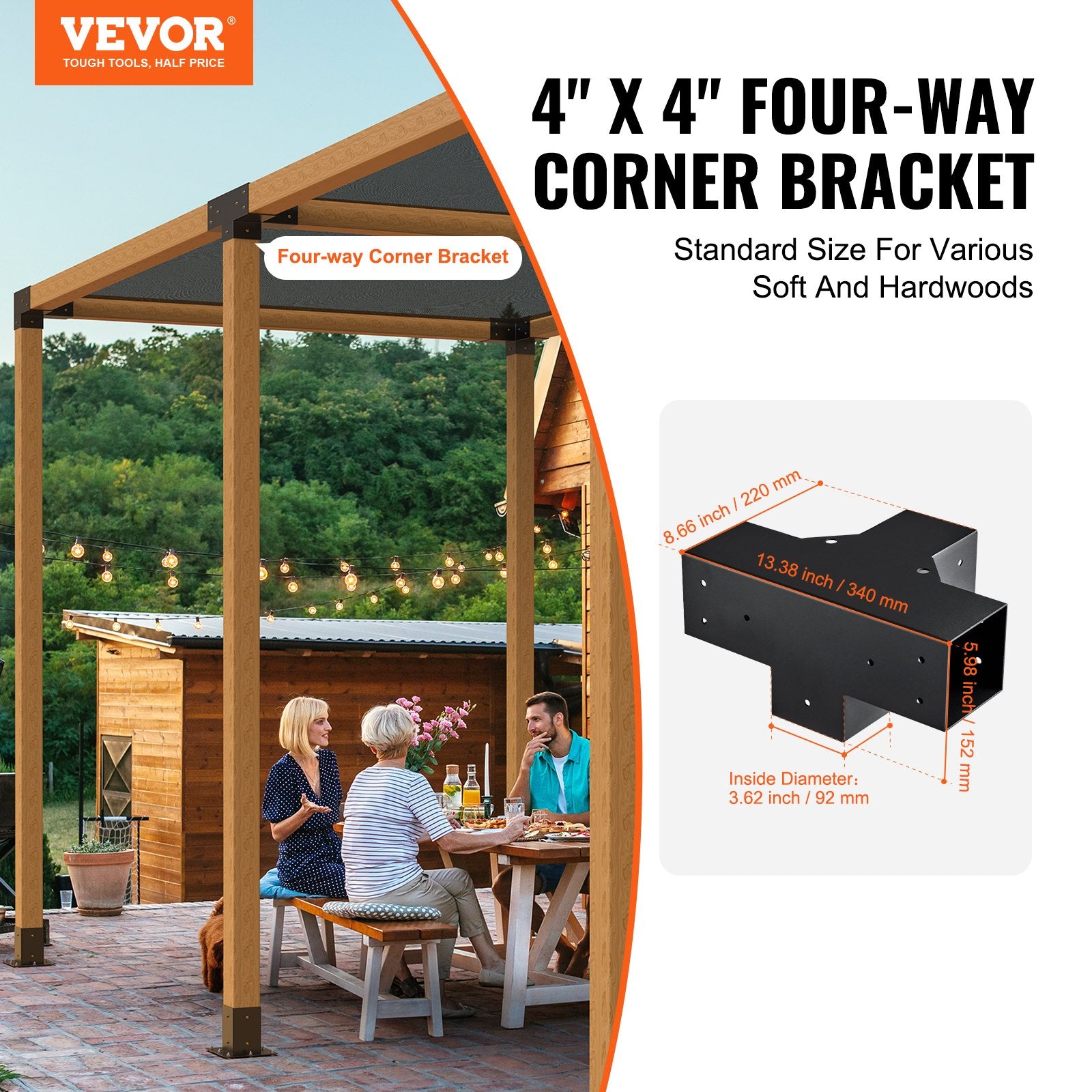 Pergolos jungčių rinkinys VEVOR SSE2, 10,2 x 10,2 cm