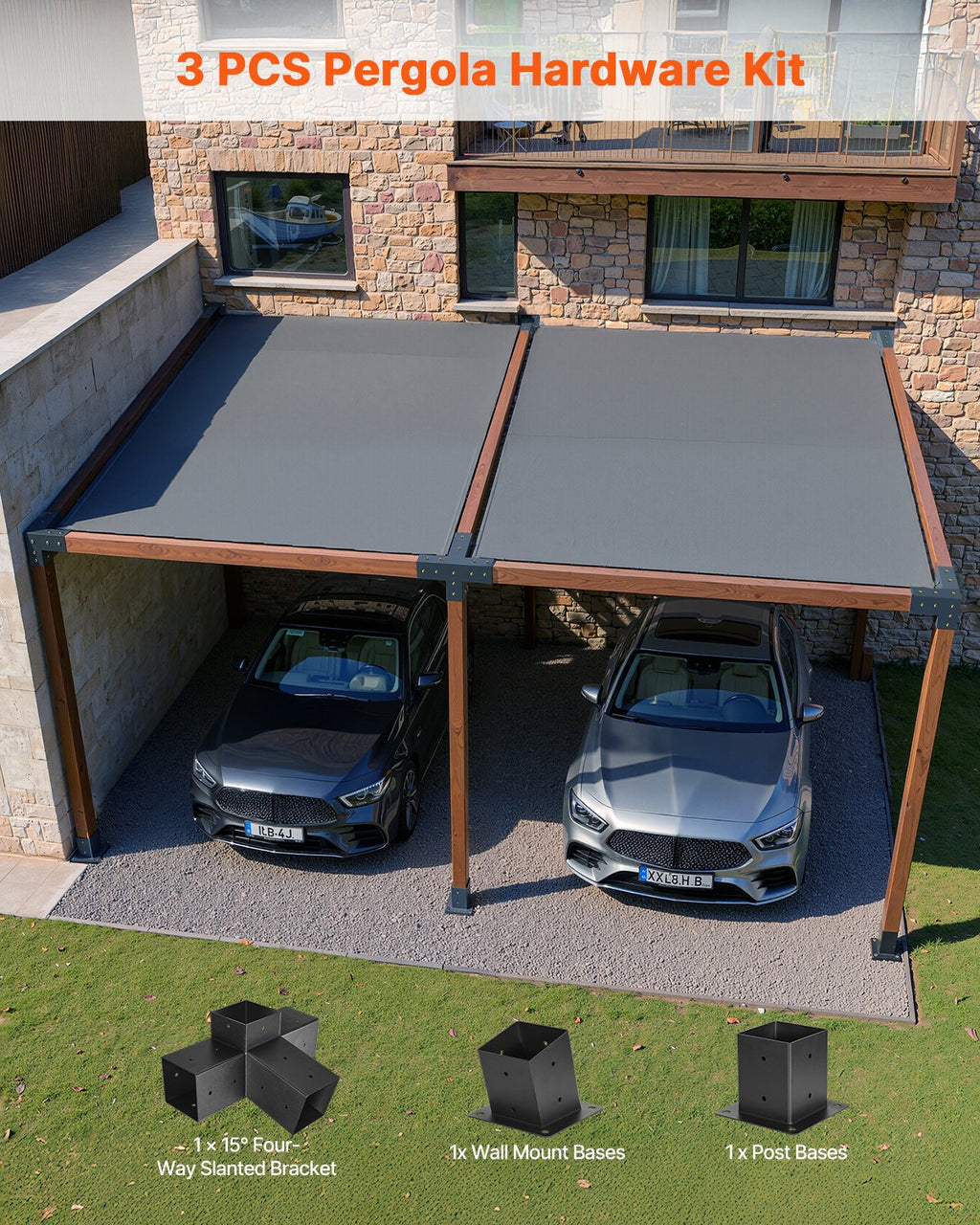 Pergolės jungčių rinkinys VEVOR SSAE3, 92 x 92 mm sijoms