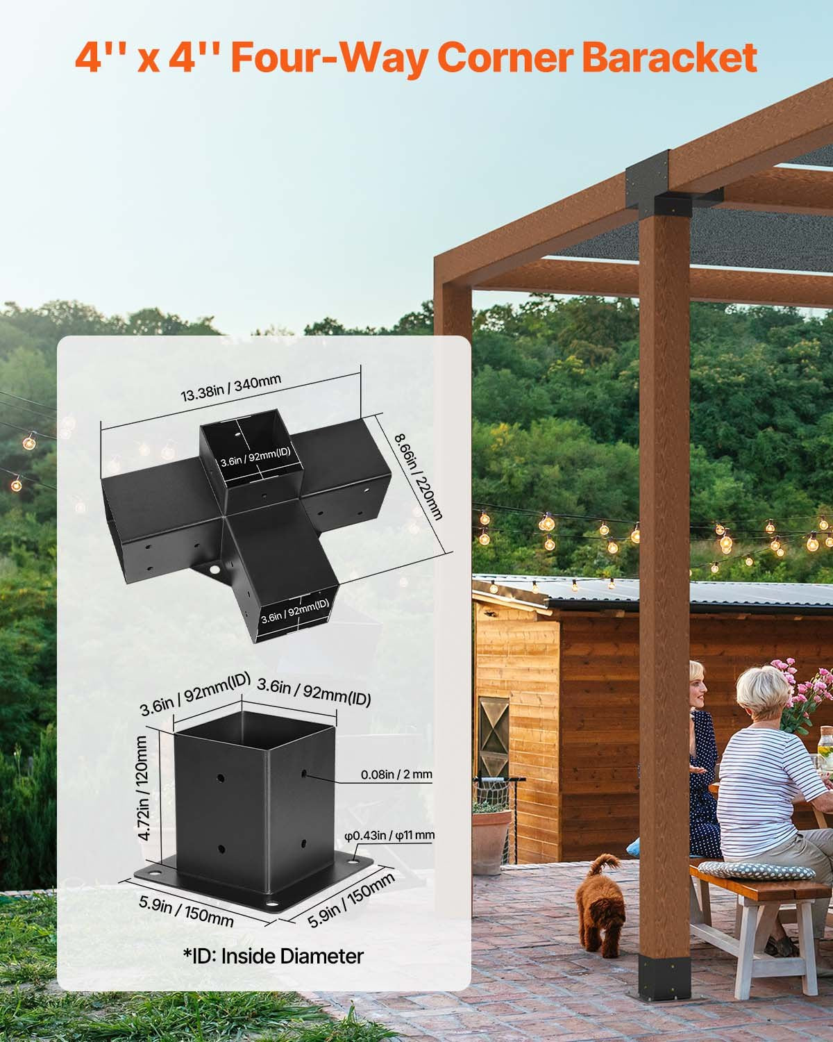 Pergolos jungčių rinkinys VEVOR SSA2E2, 92 x 92 mm