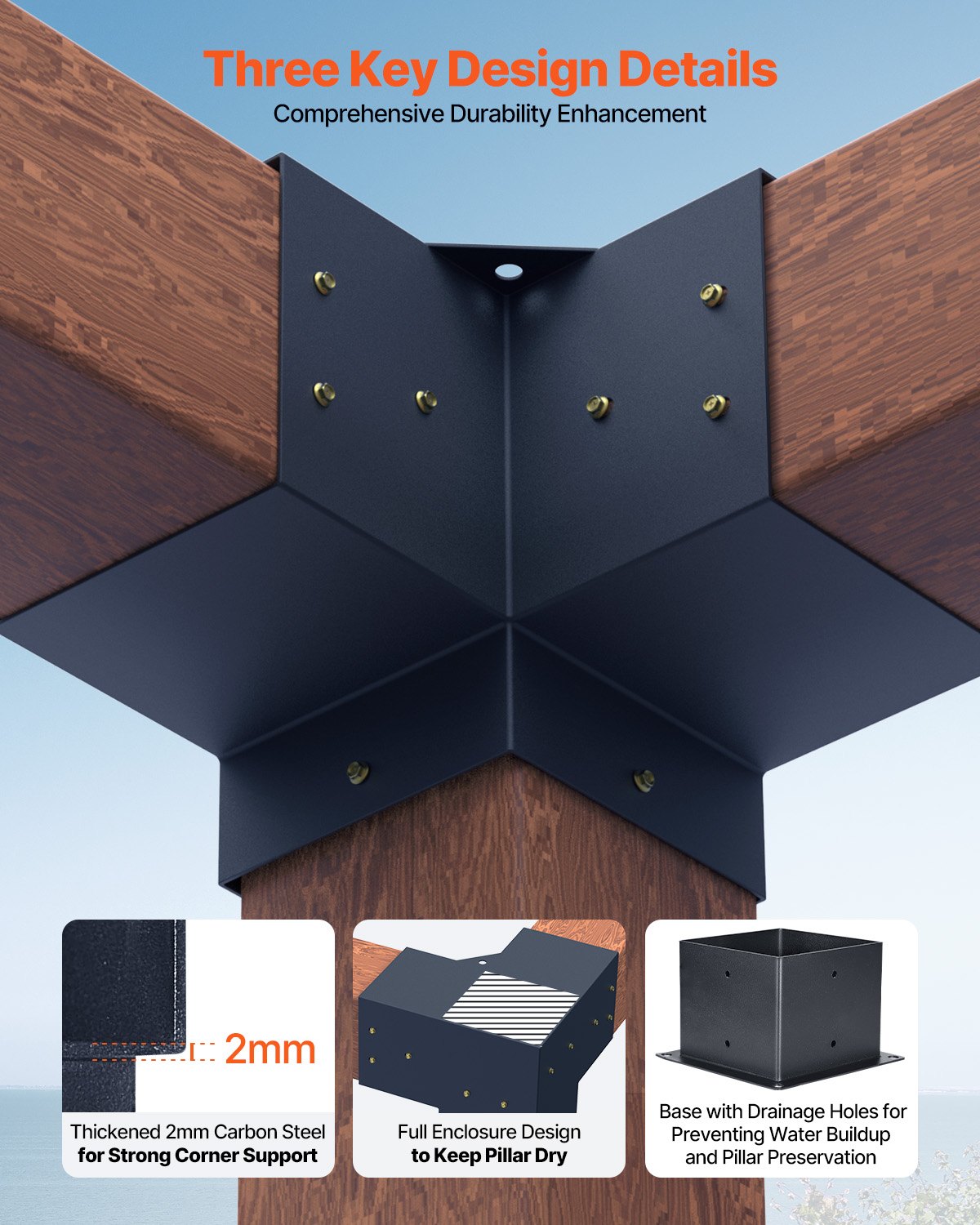 Pergolių jungčių rinkinys VEVOR SSB4D4, 142 x 142 mm