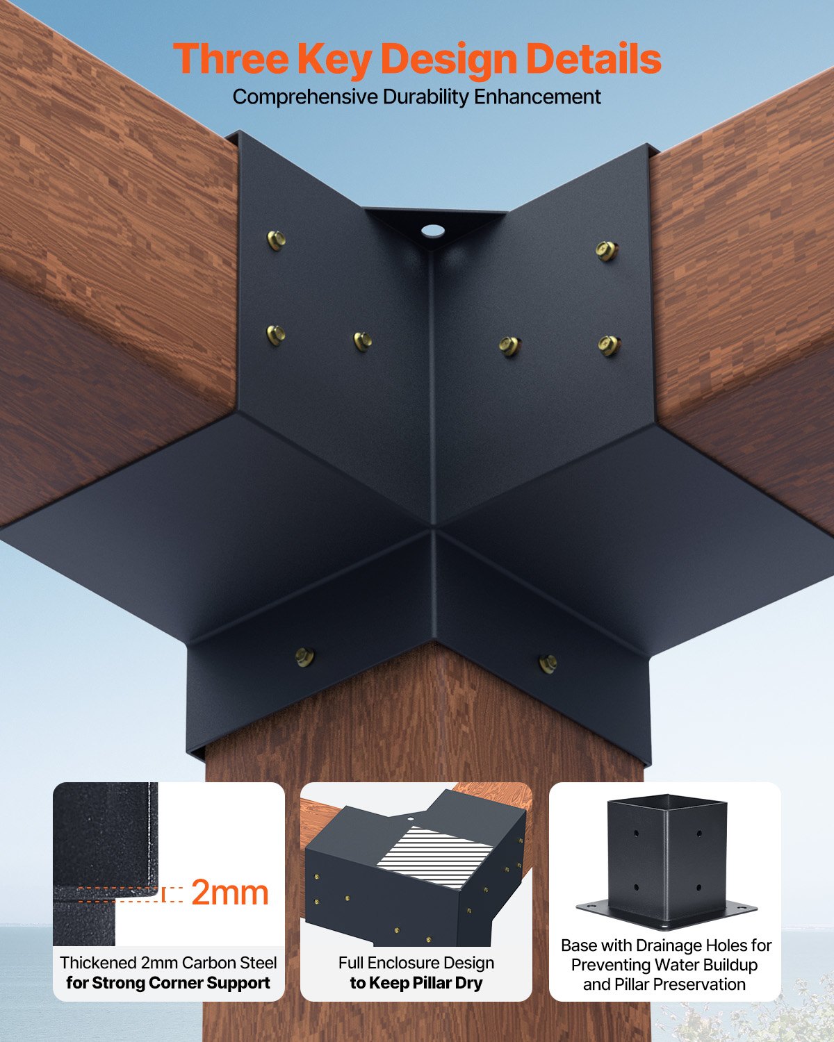 Pergolos jungčių rinkinys VEVOR SSA4C4, 92 x 92 mm