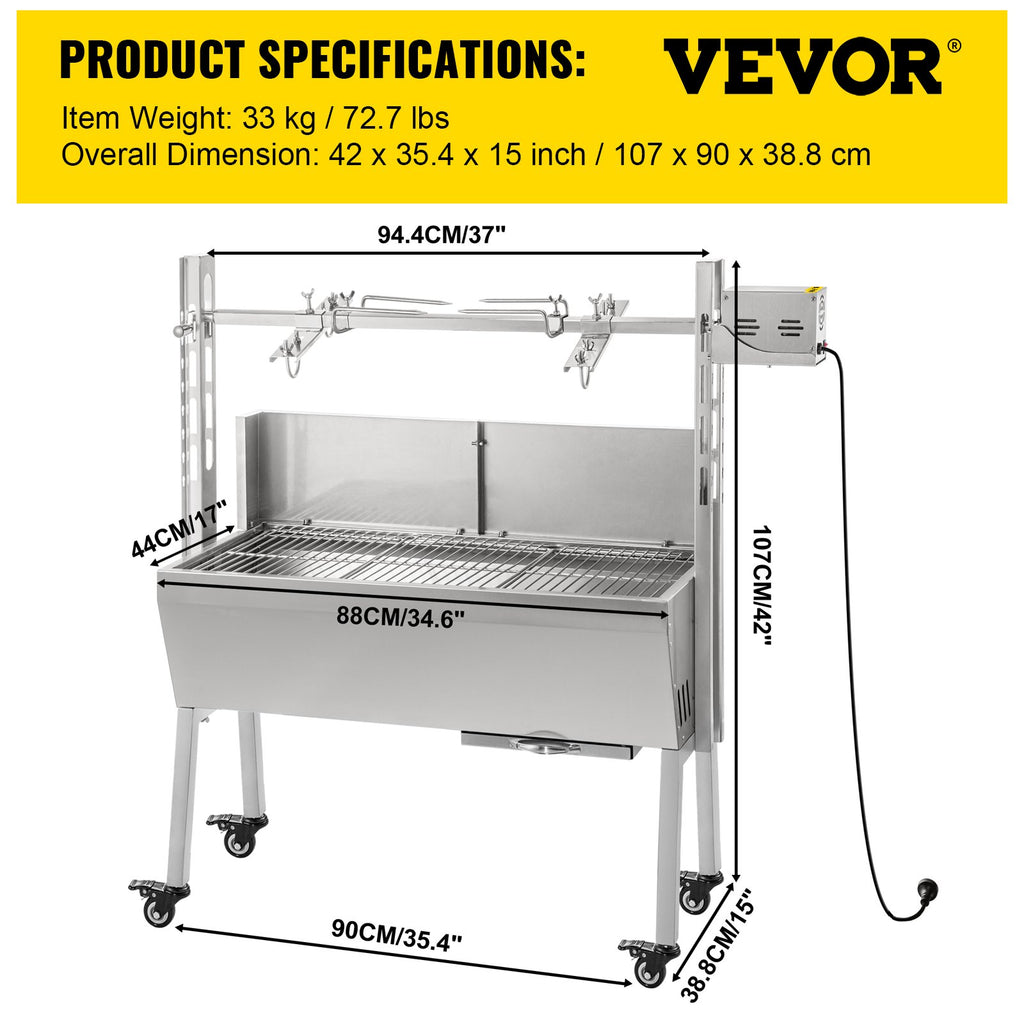 Elektrinė kepsninė-iešmas VEVOR 60 KG, 60 kg keliamoji galia