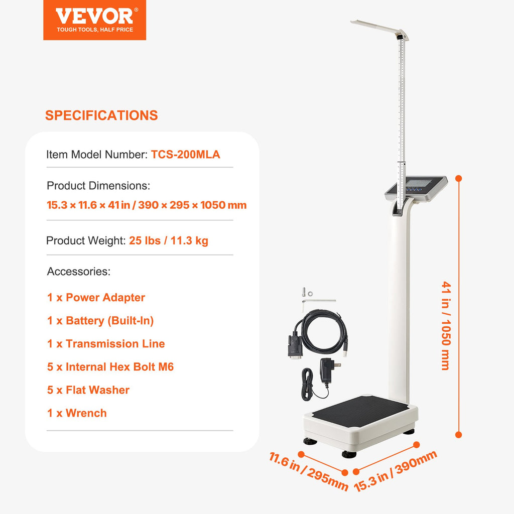 Medicininės skaitmeninės svarstyklės VEVOR TCS-200MLA, 299,4 kg