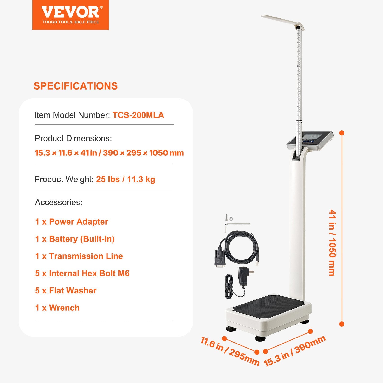 Medicininės skaitmeninės svarstyklės VEVOR TCS-200MLA, 299,4 kg